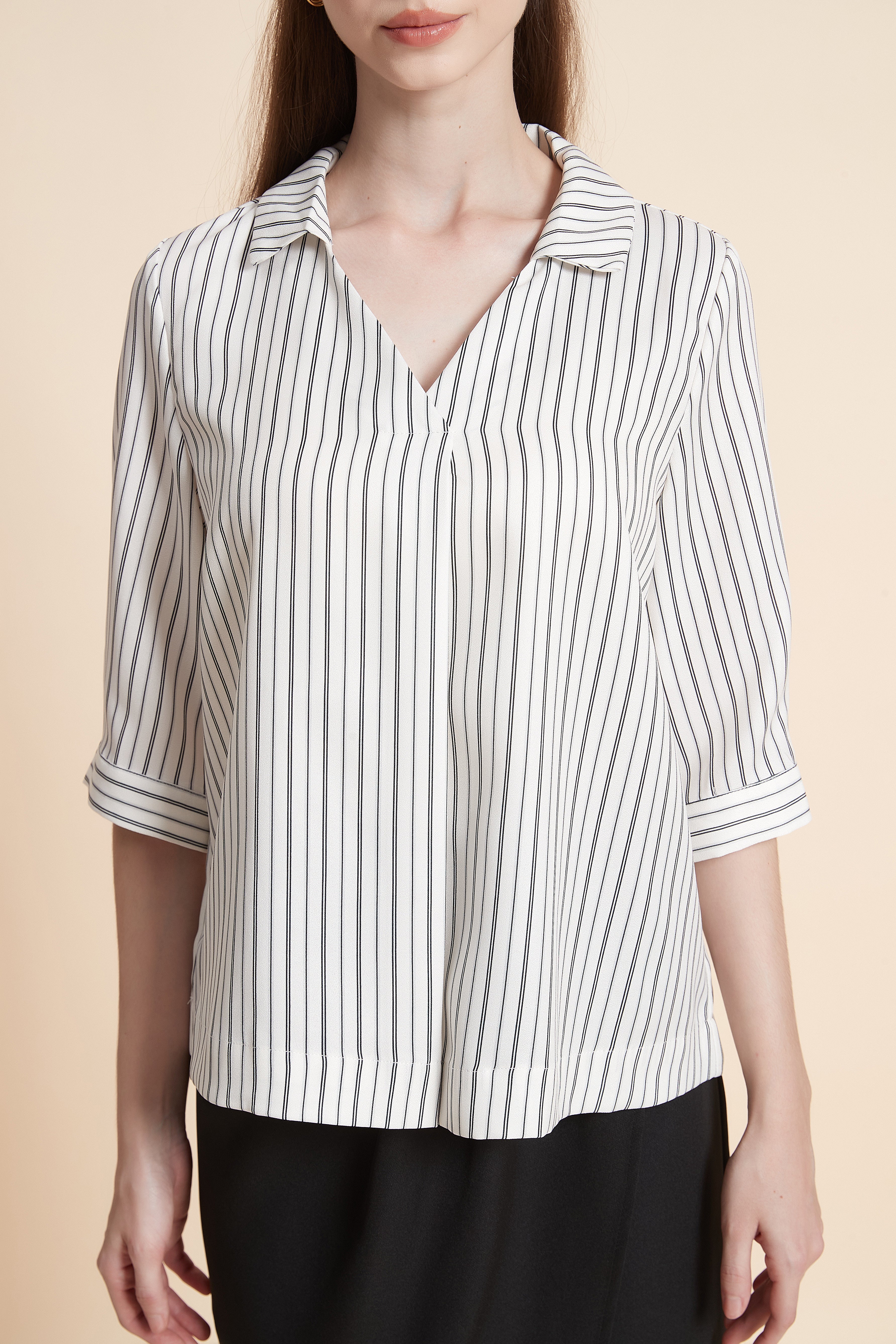 3/4 sleeve striped blouse