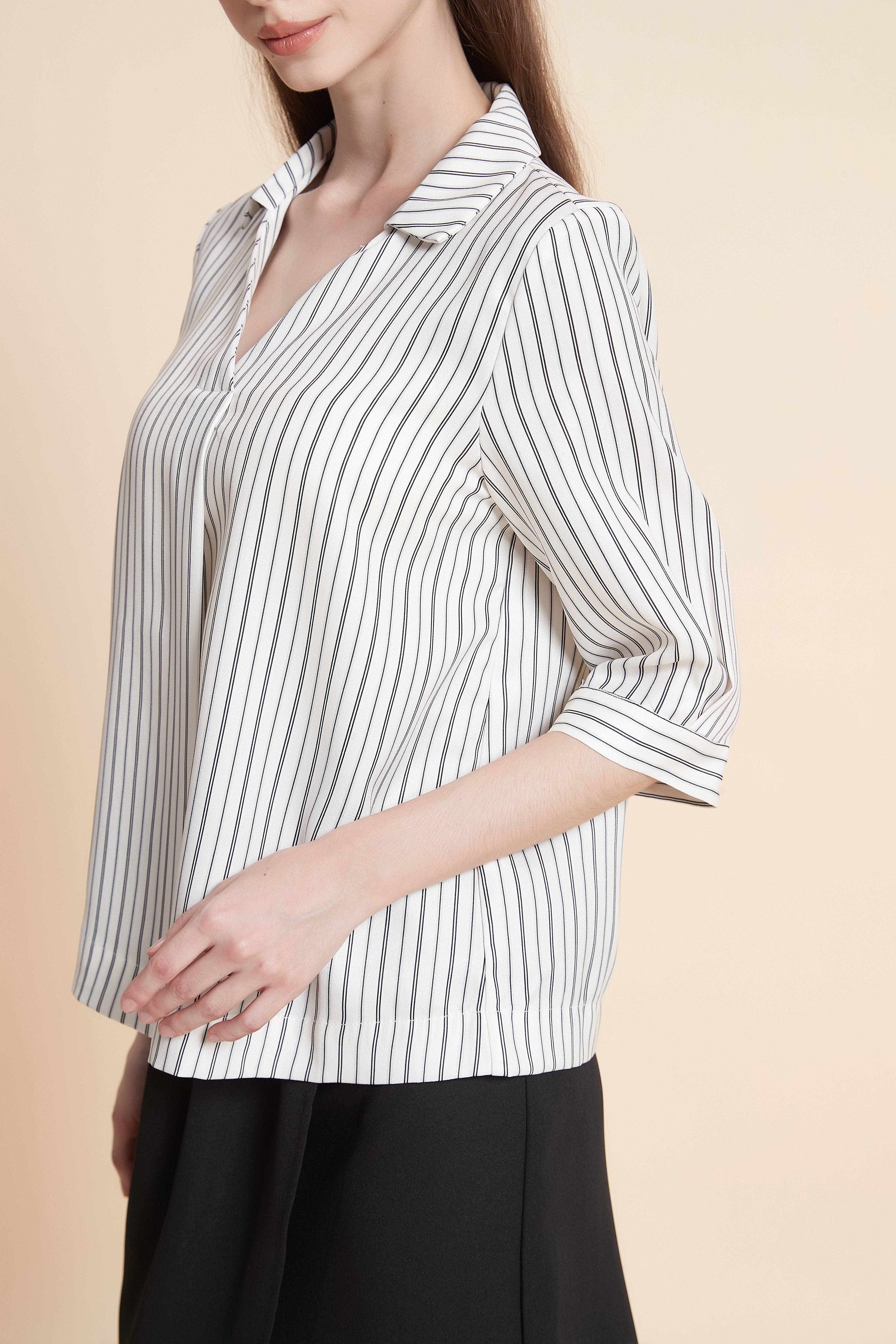 3/4 sleeve striped blouse