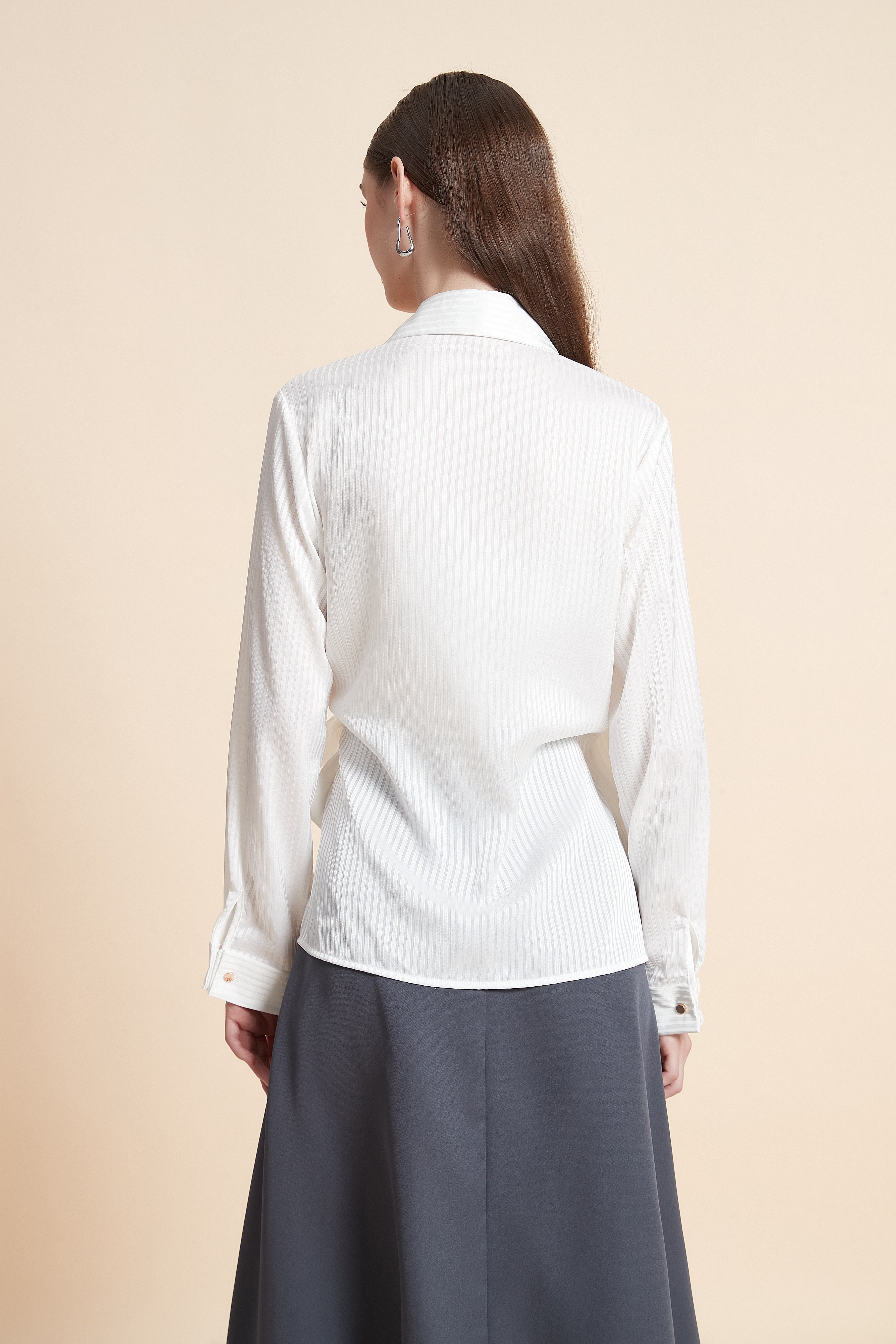 Long sleeve front-wrap top