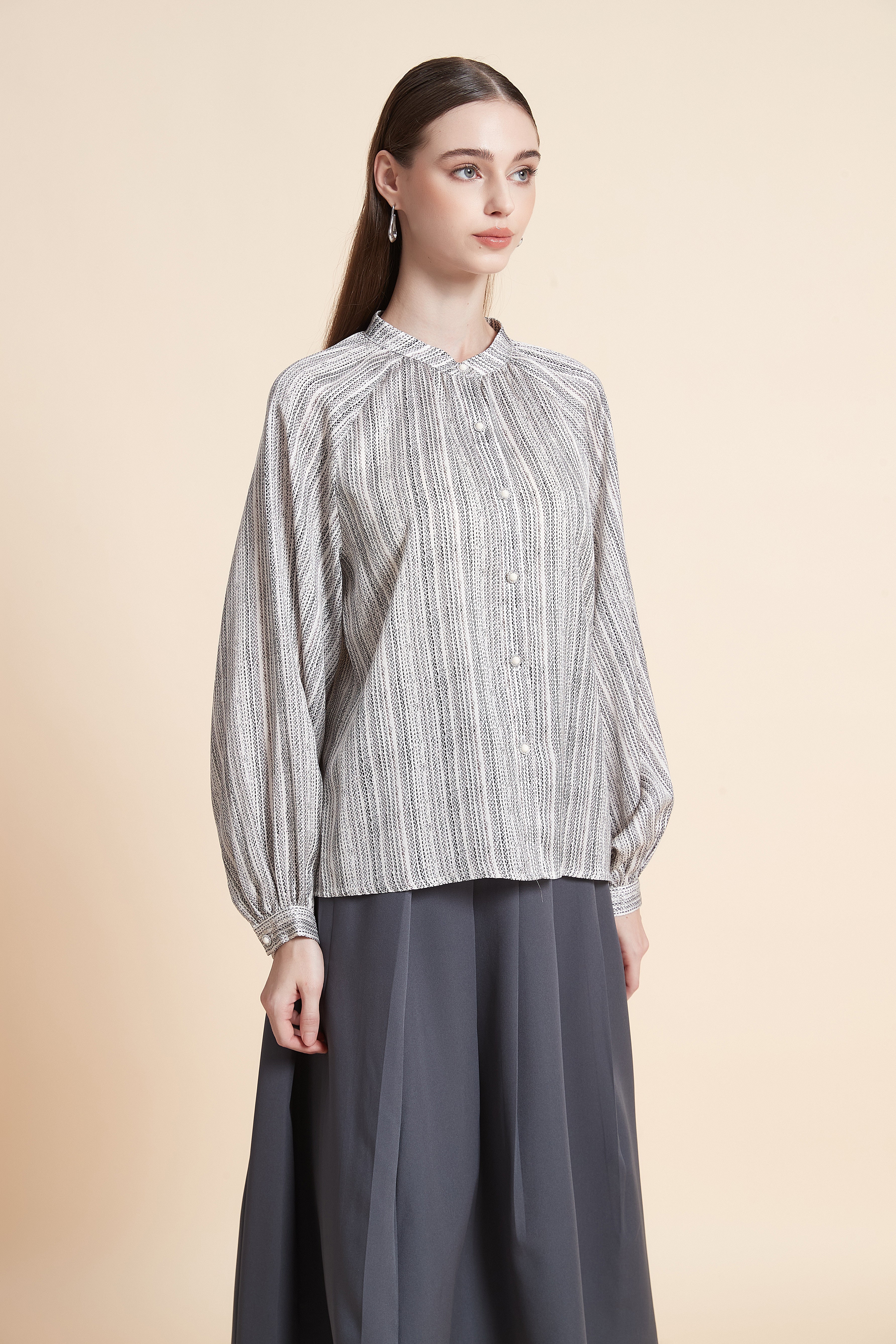 Striped button-up shirt
