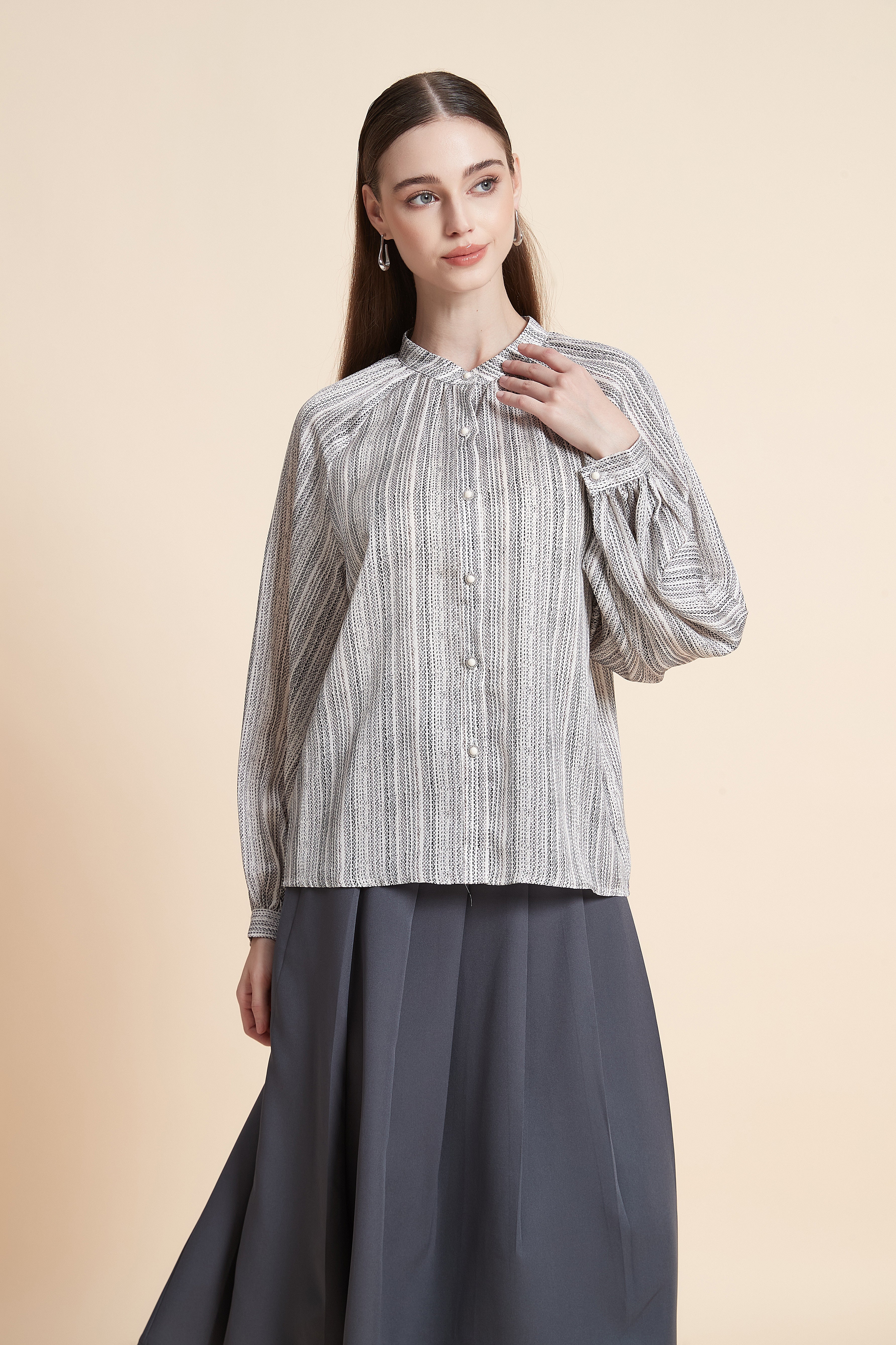 Striped button-up shirt