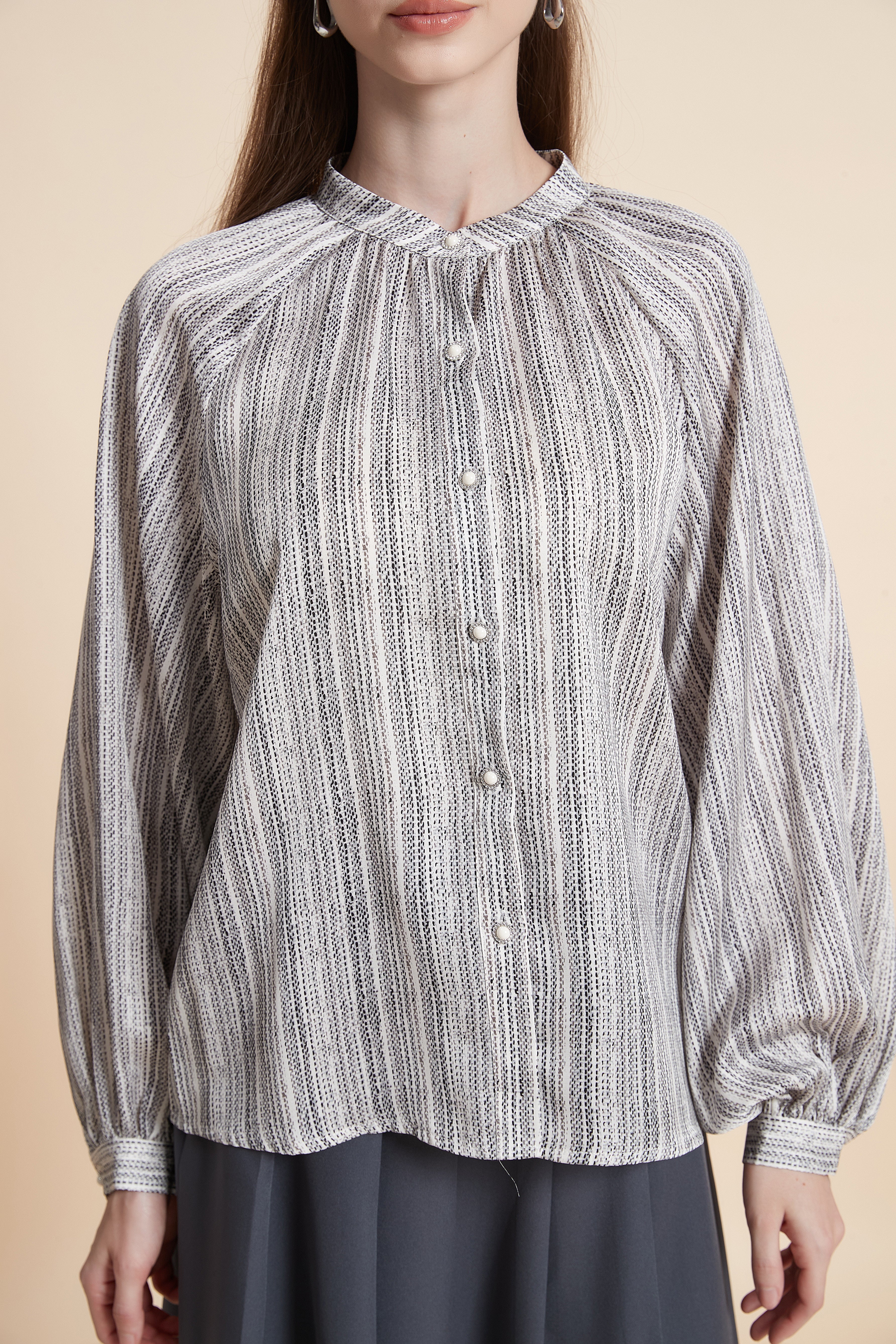 Striped button-up shirt