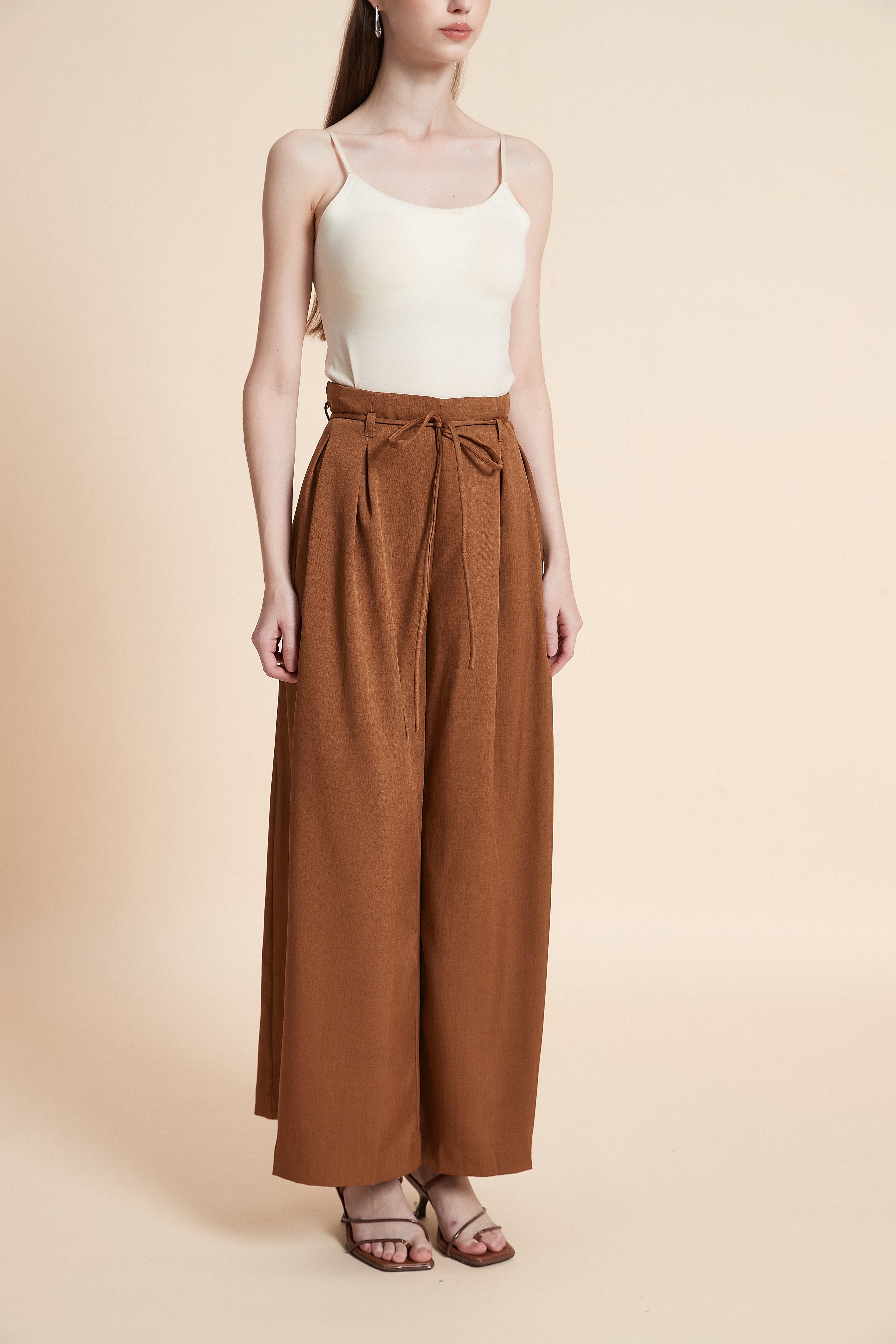 High-waist wide-leg pants