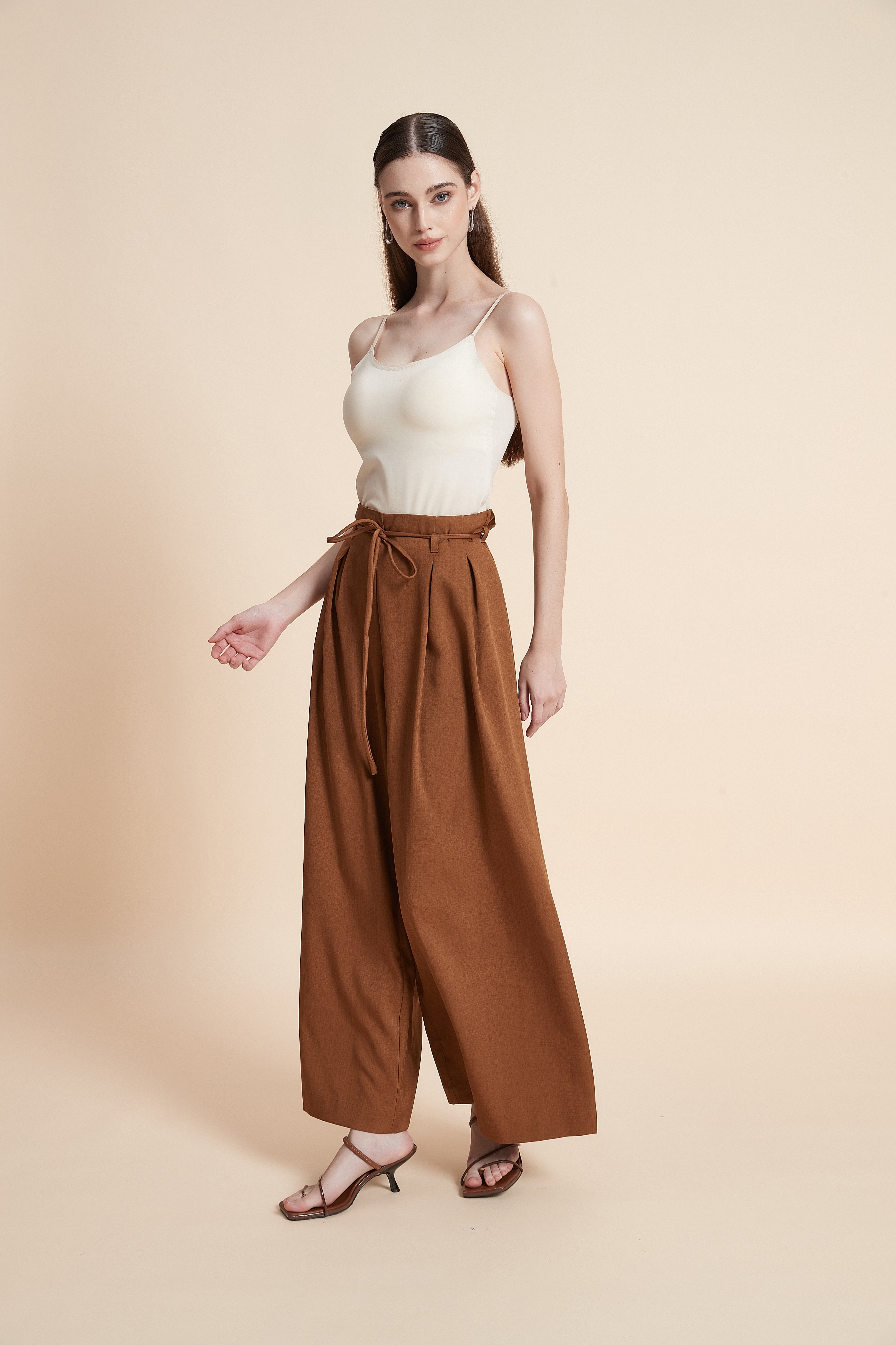 High-waist wide-leg pants