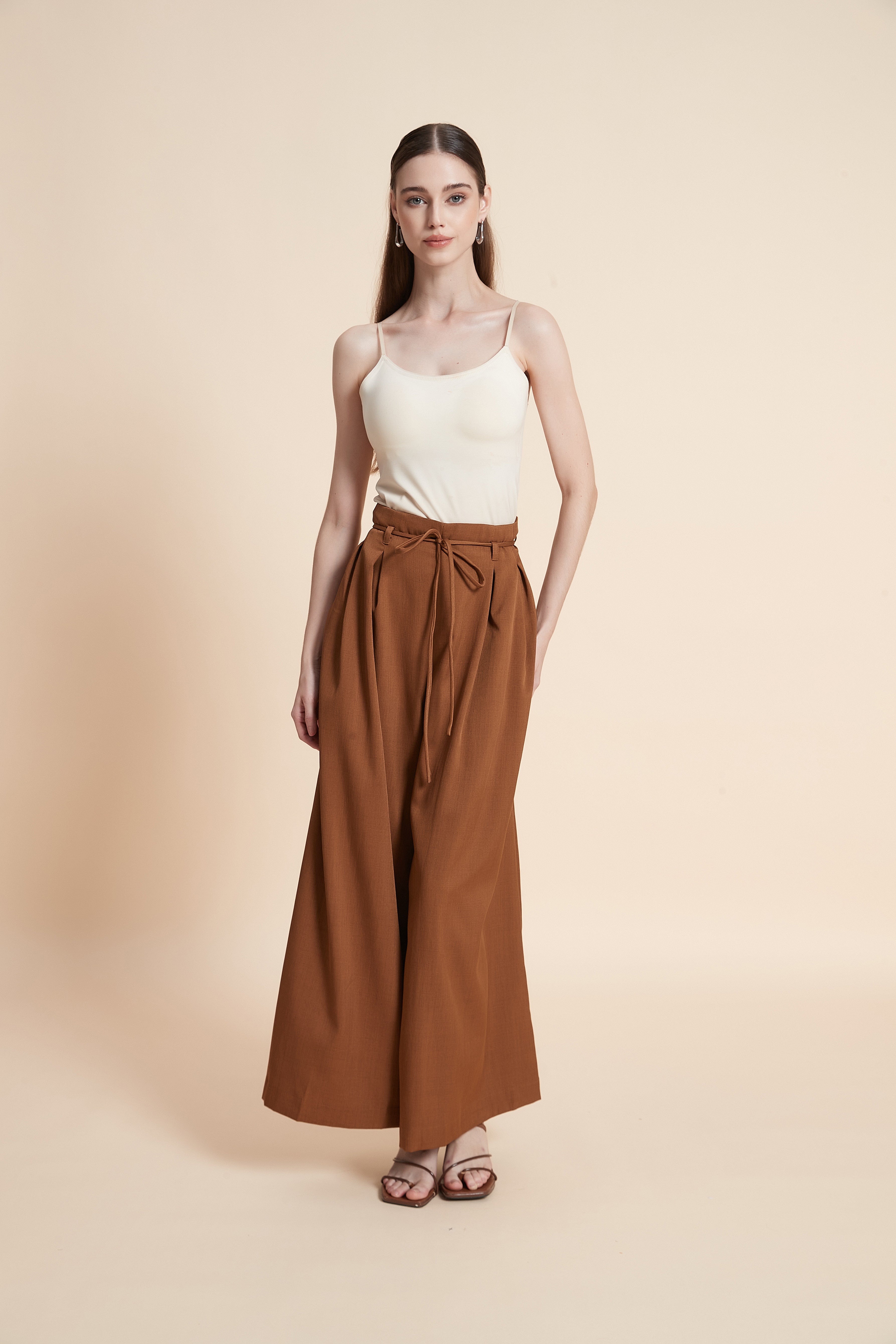 High-waist wide-leg pants
