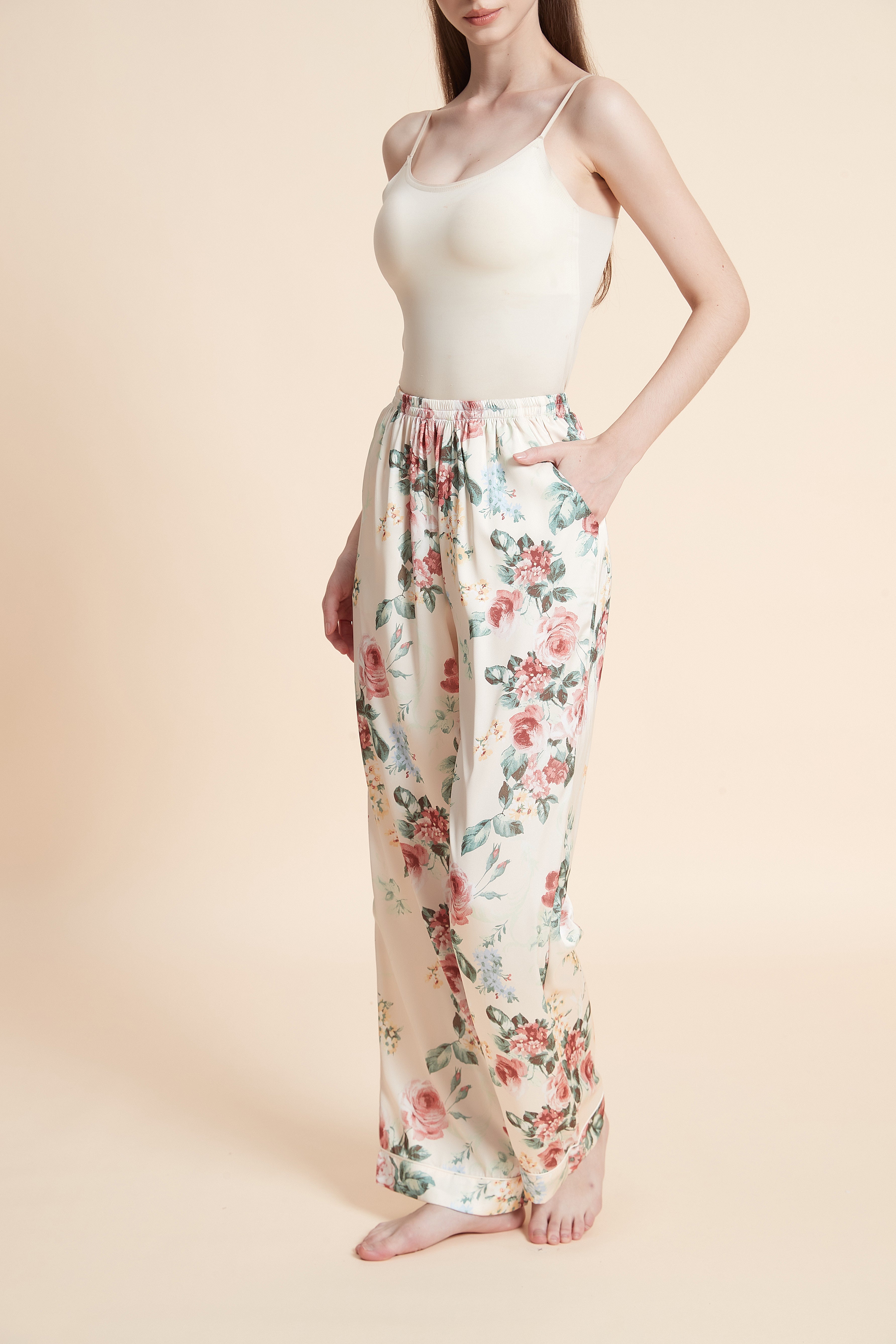 Long floral pajama pants