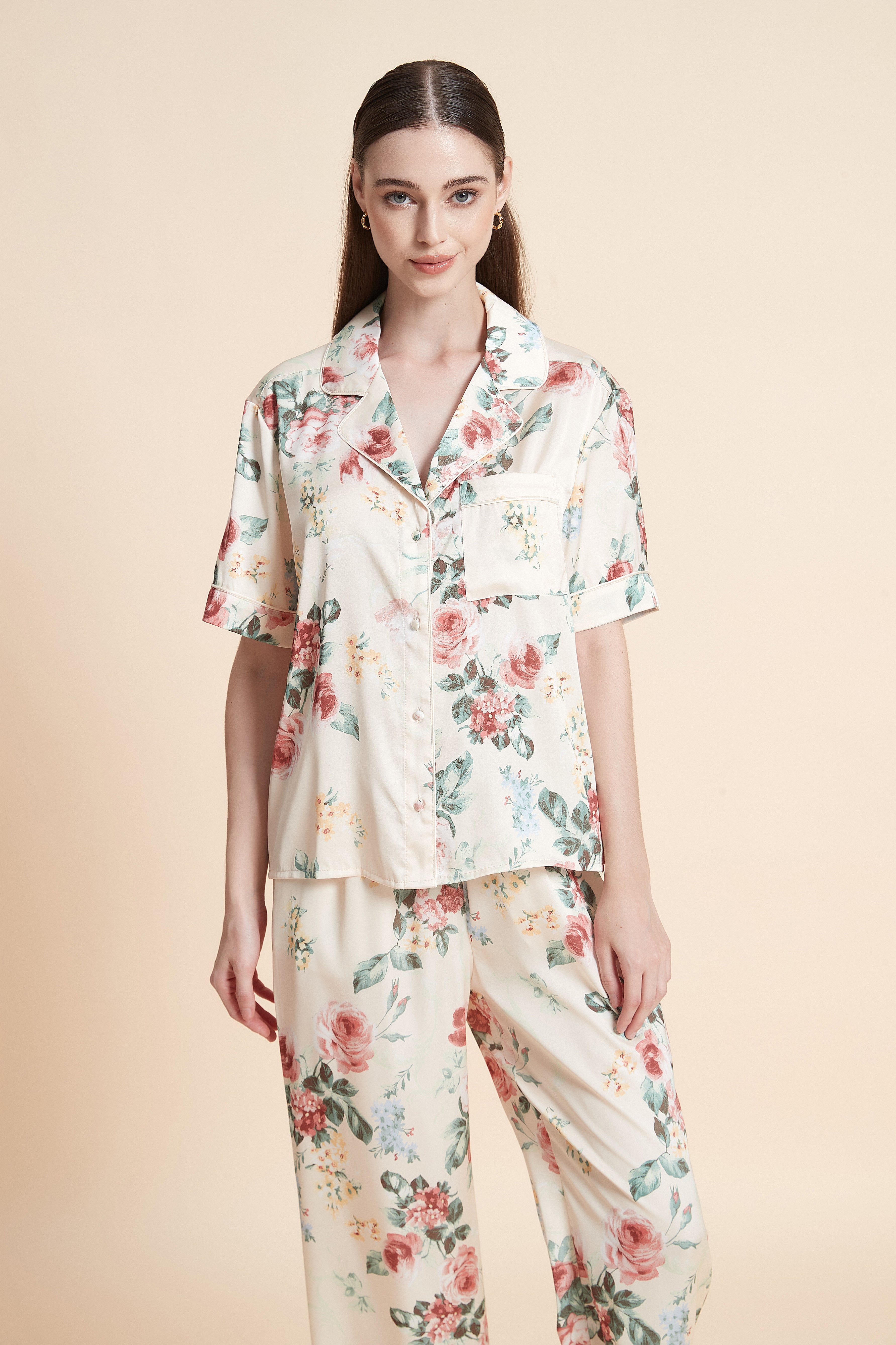 Short sleeve floral pajama top