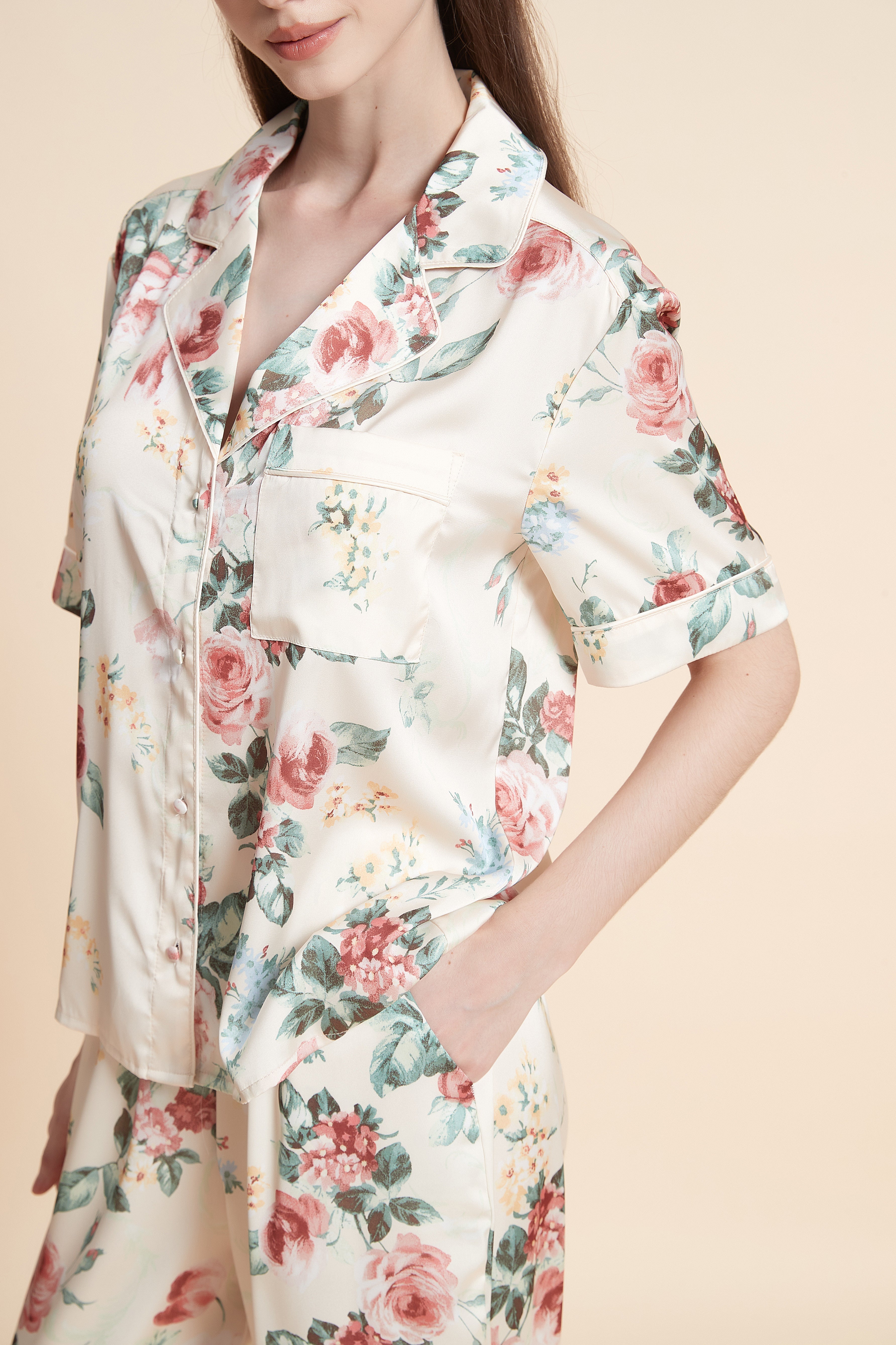 Short sleeve floral pajama top