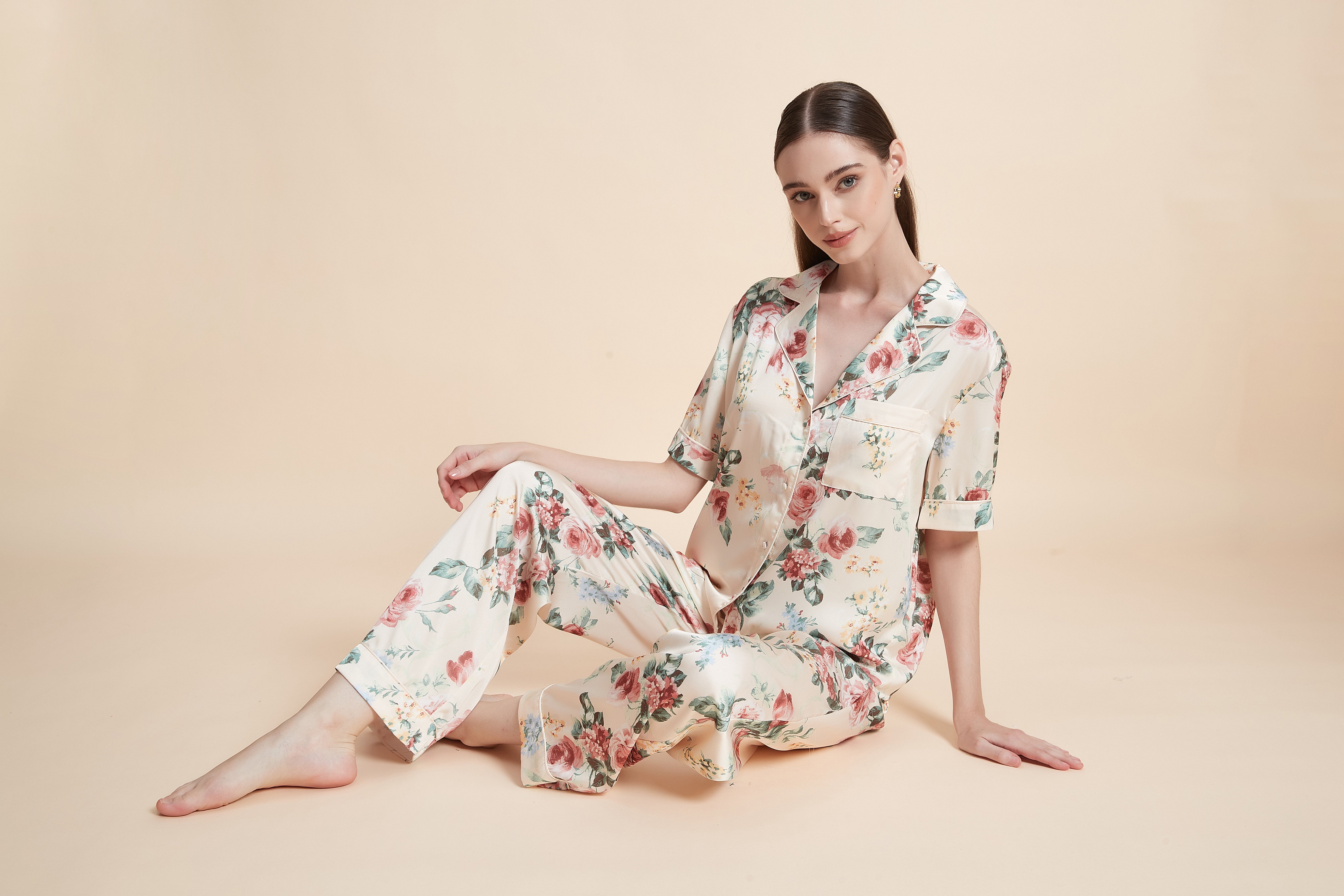 Short sleeve floral pajama top