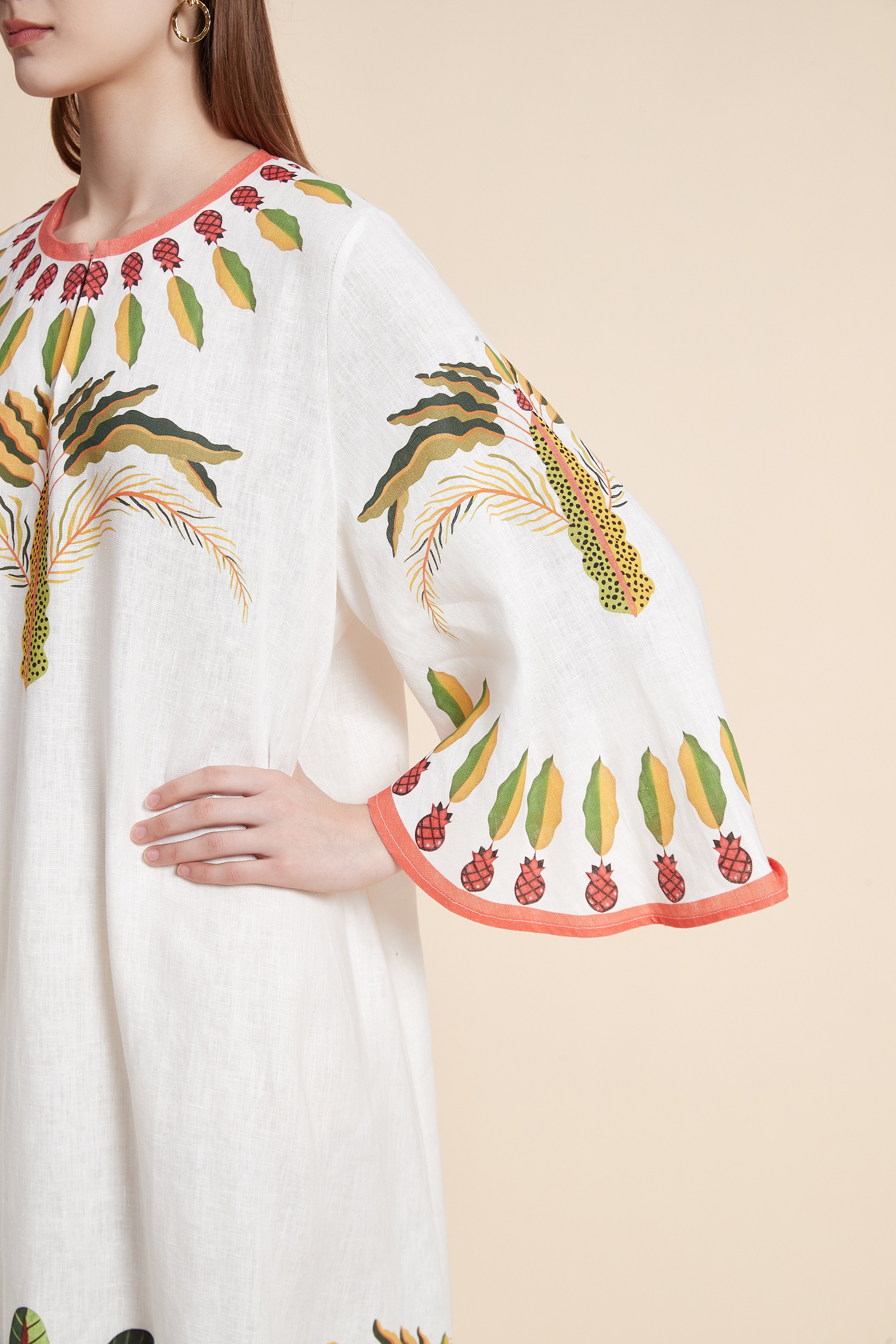 Tropical Palm Linen Kaftan