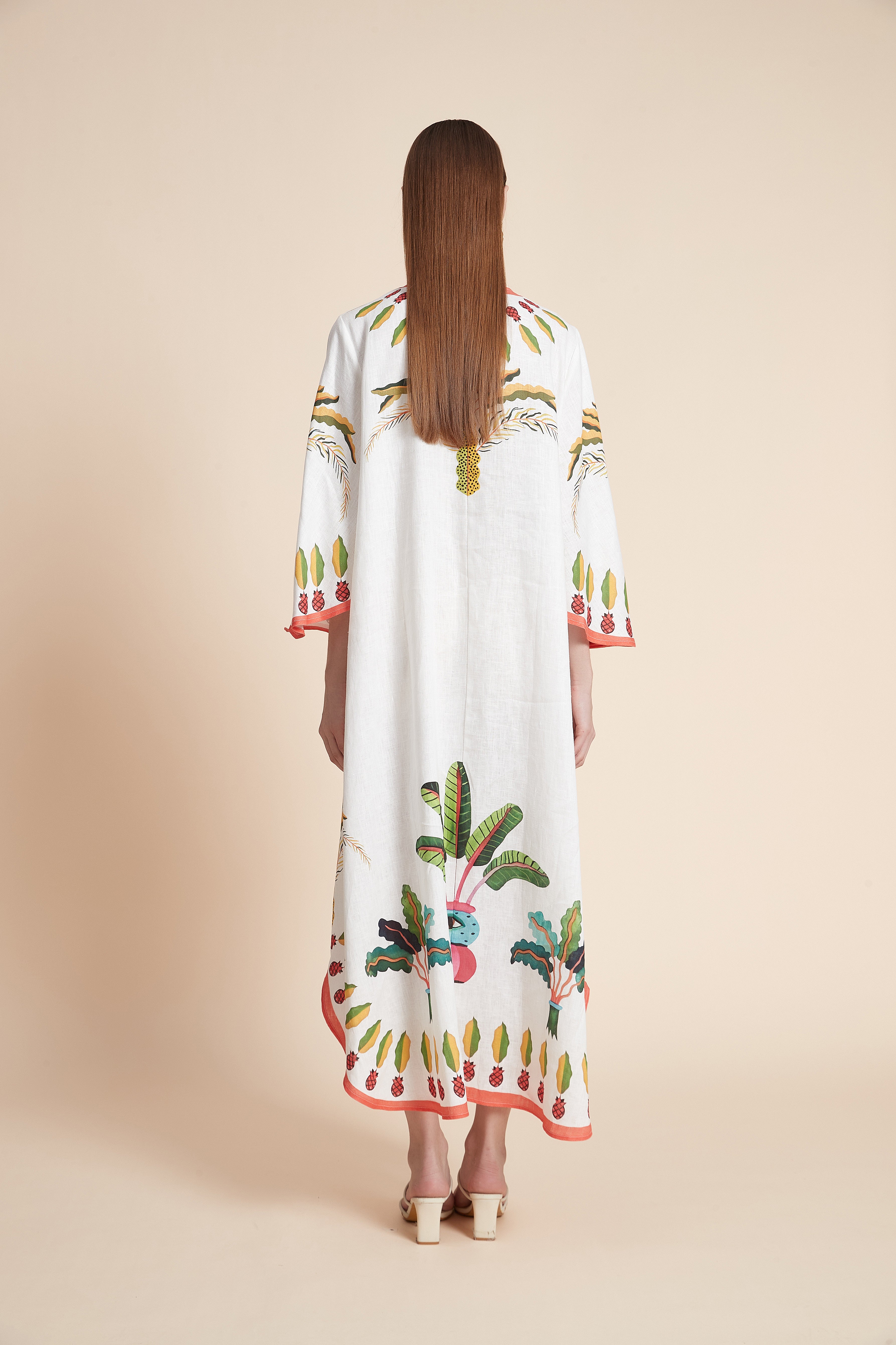 Tropical Palm Linen Kaftan