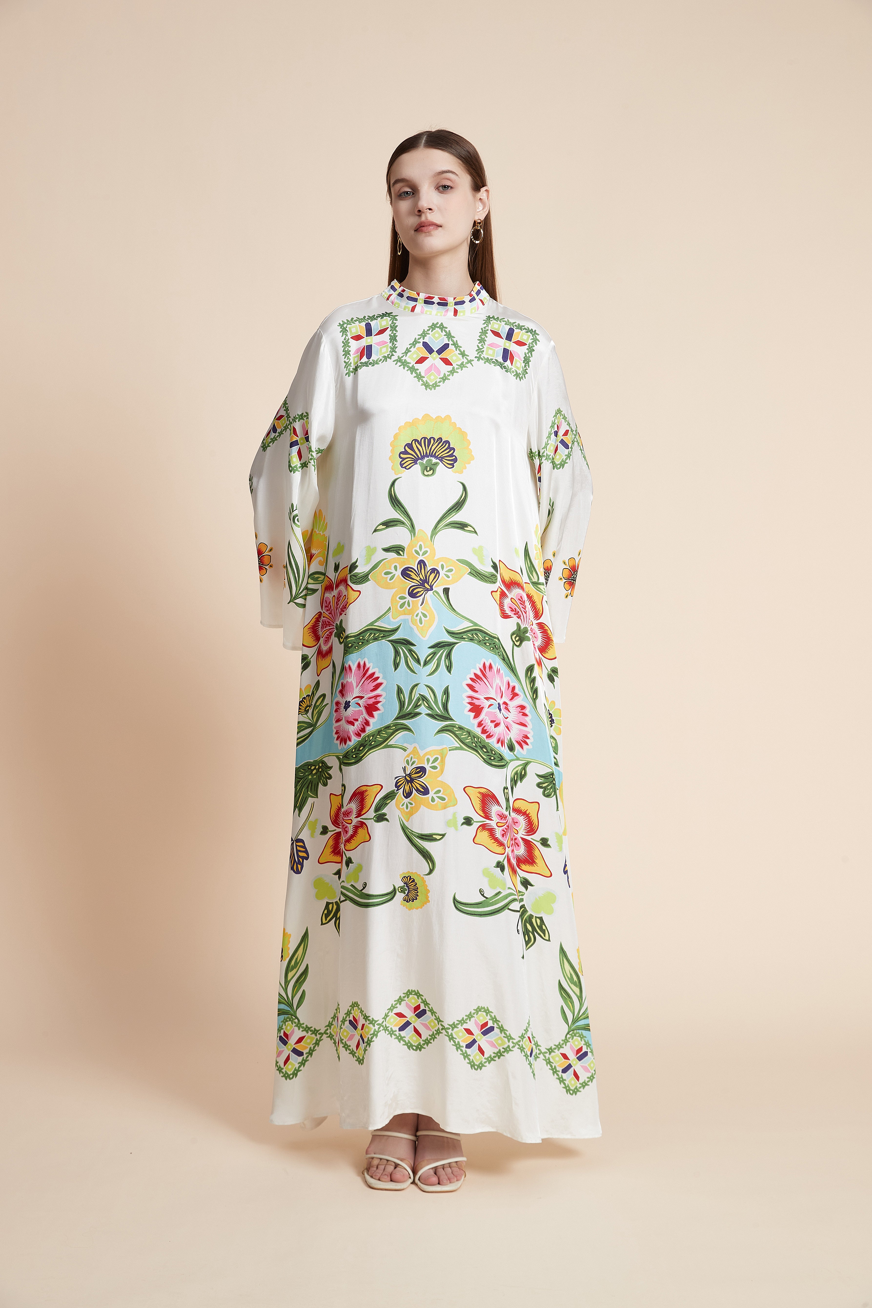 Garden Mosaic Tie-Back Kaftan