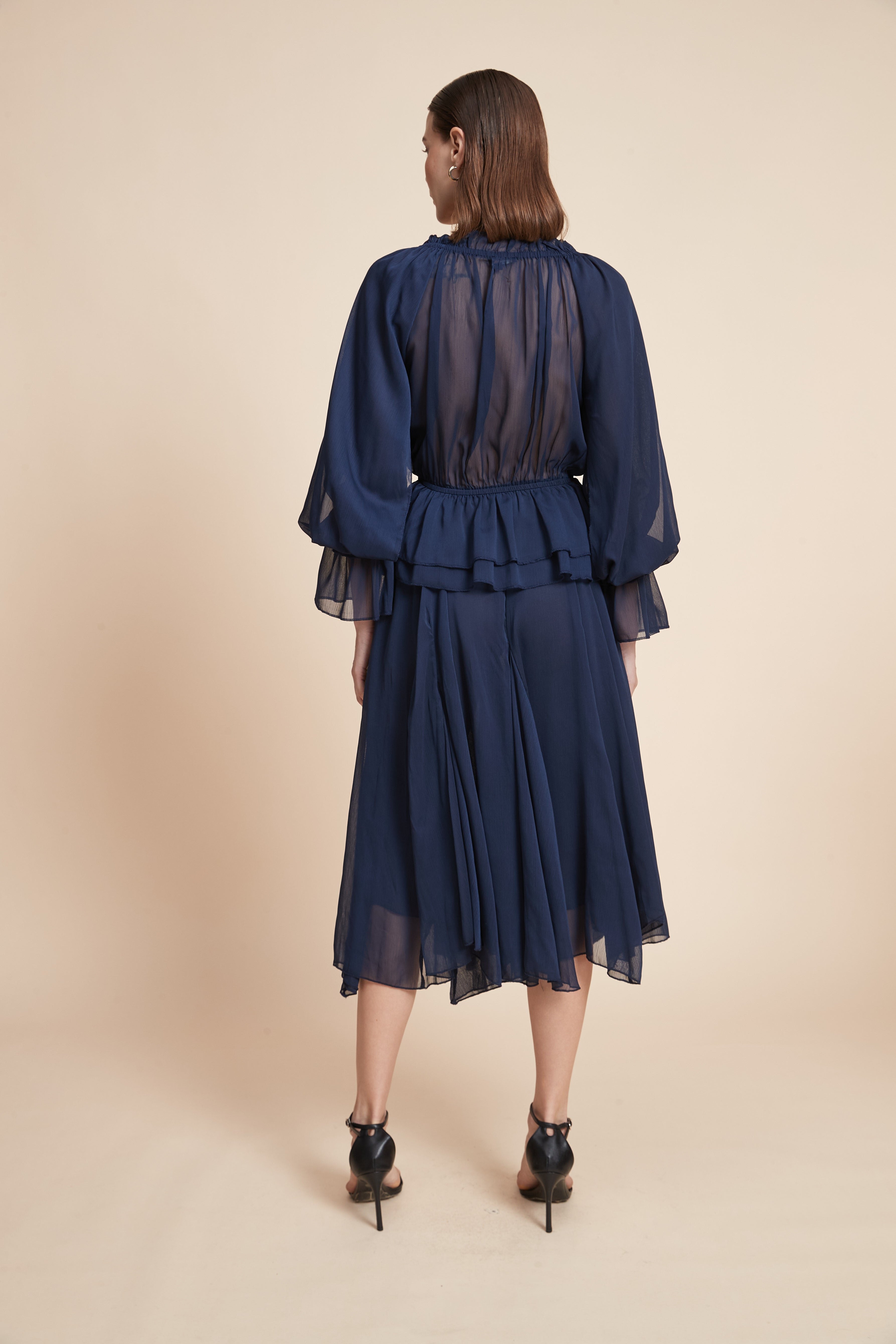 Long-Sleeved Plain Blouse