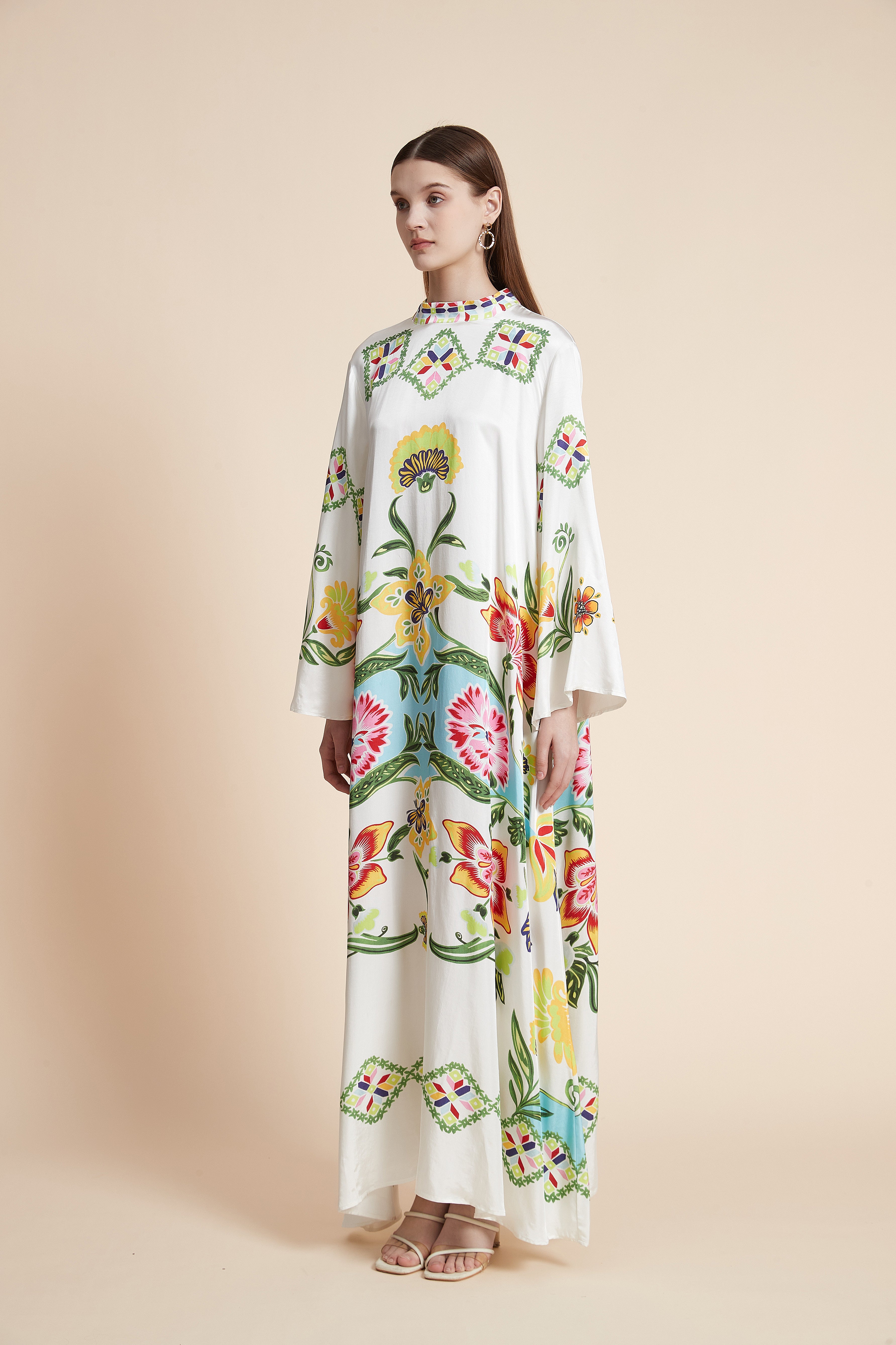 Garden Mosaic Tie-Back Kaftan