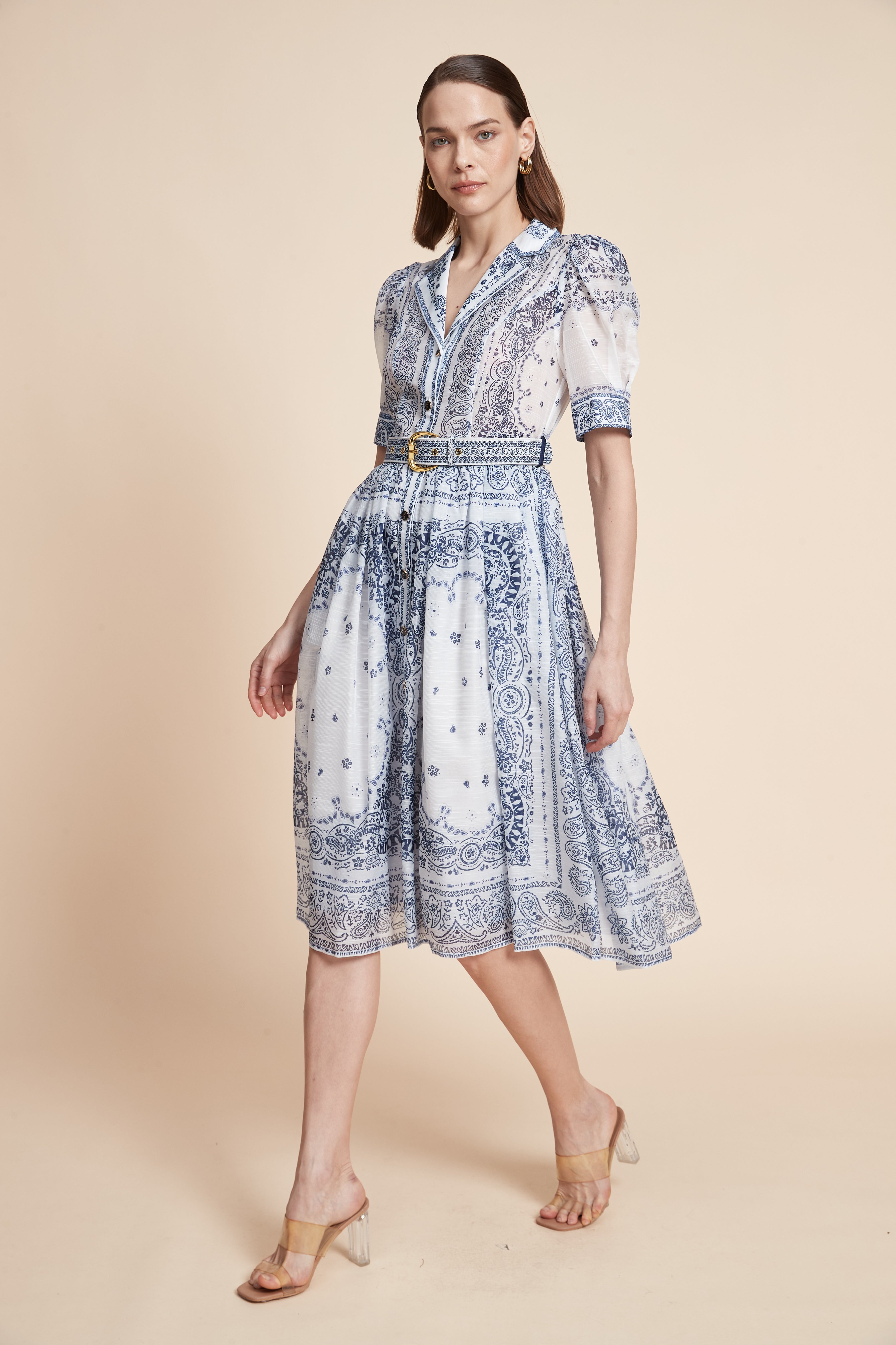 Print Midi Dress With Short Sleeves