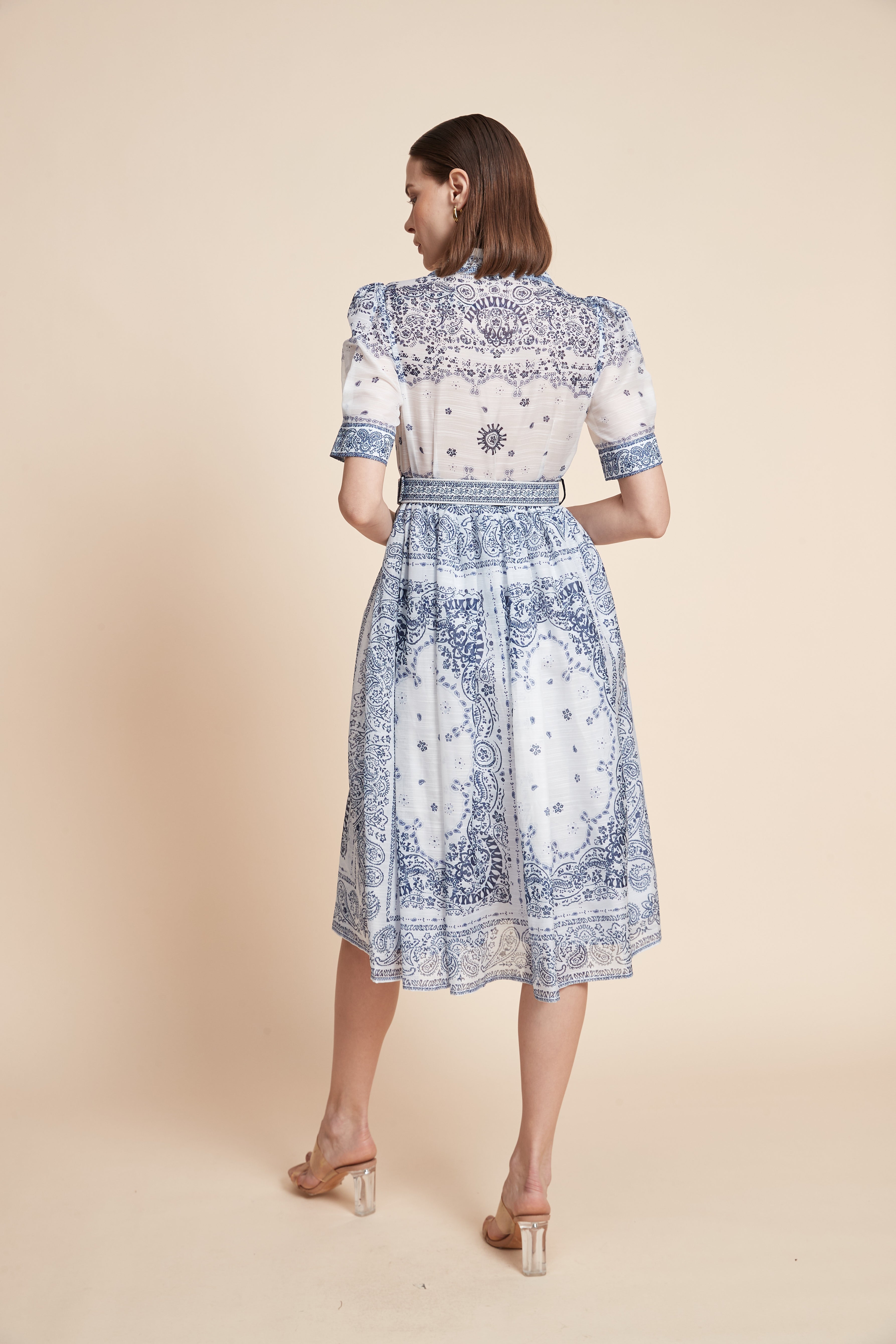 Print Midi Dress With Short Sleeves