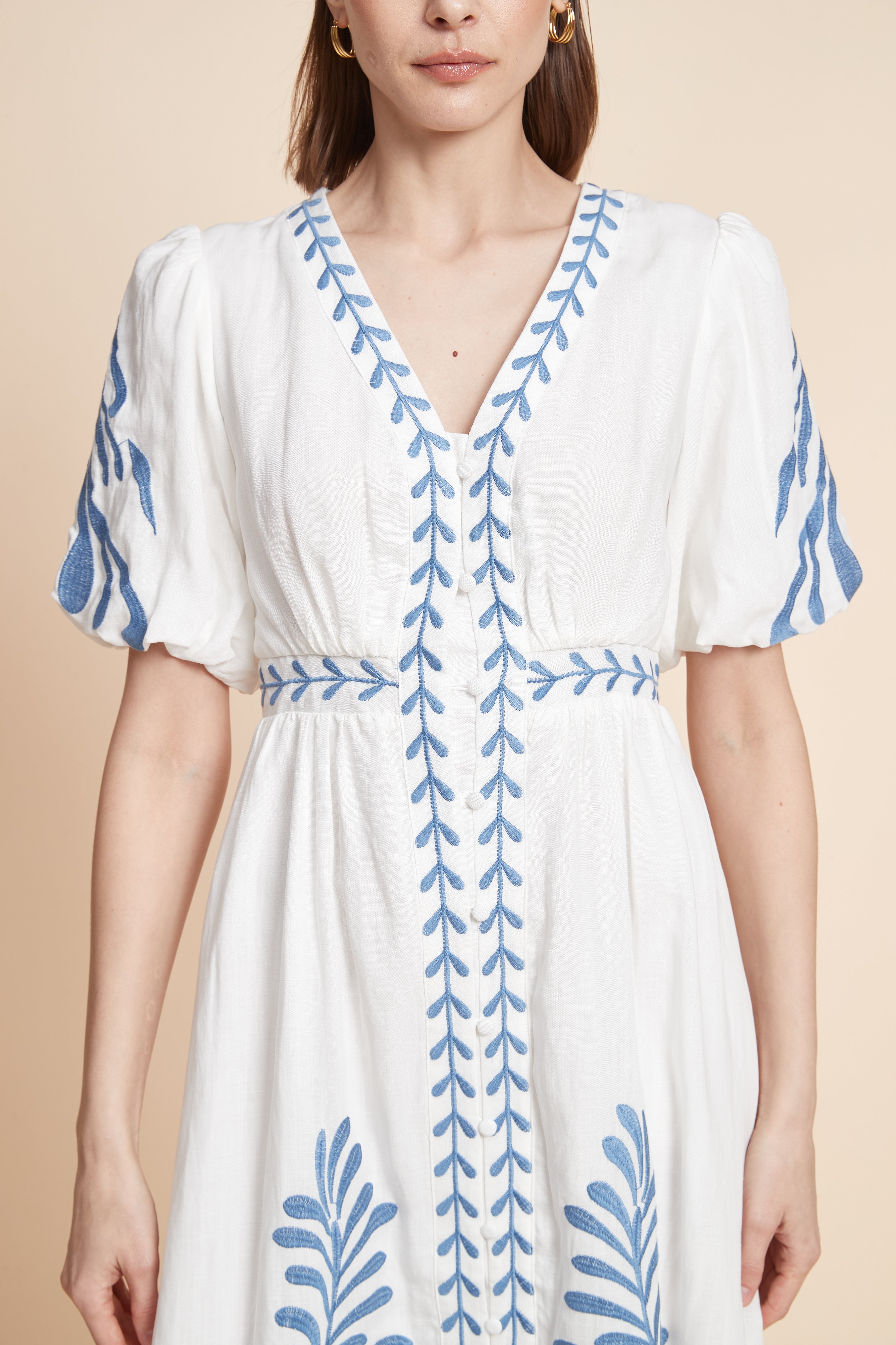Print Midi Dress With Short Sleeves