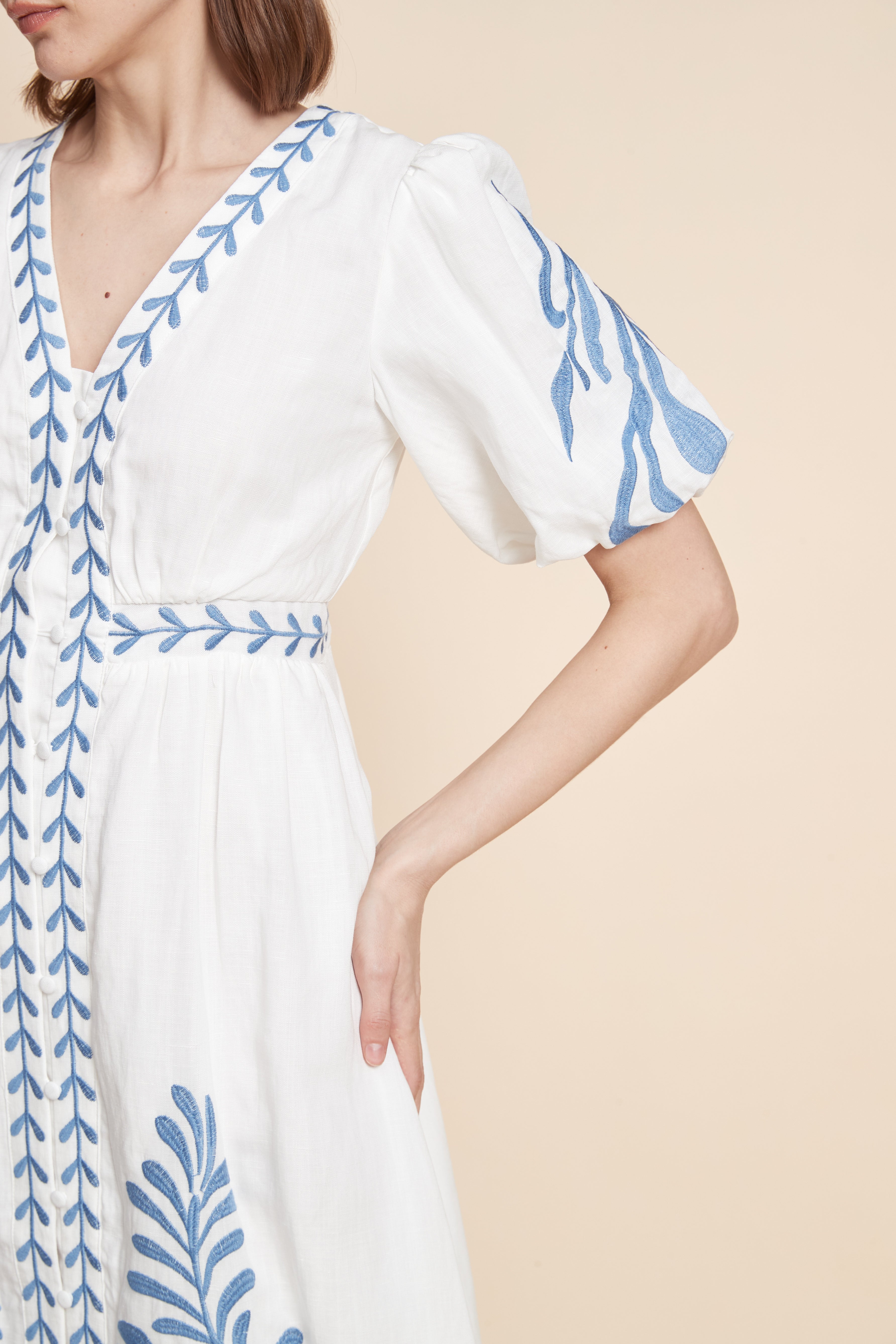 Print Midi Dress With Short Sleeves