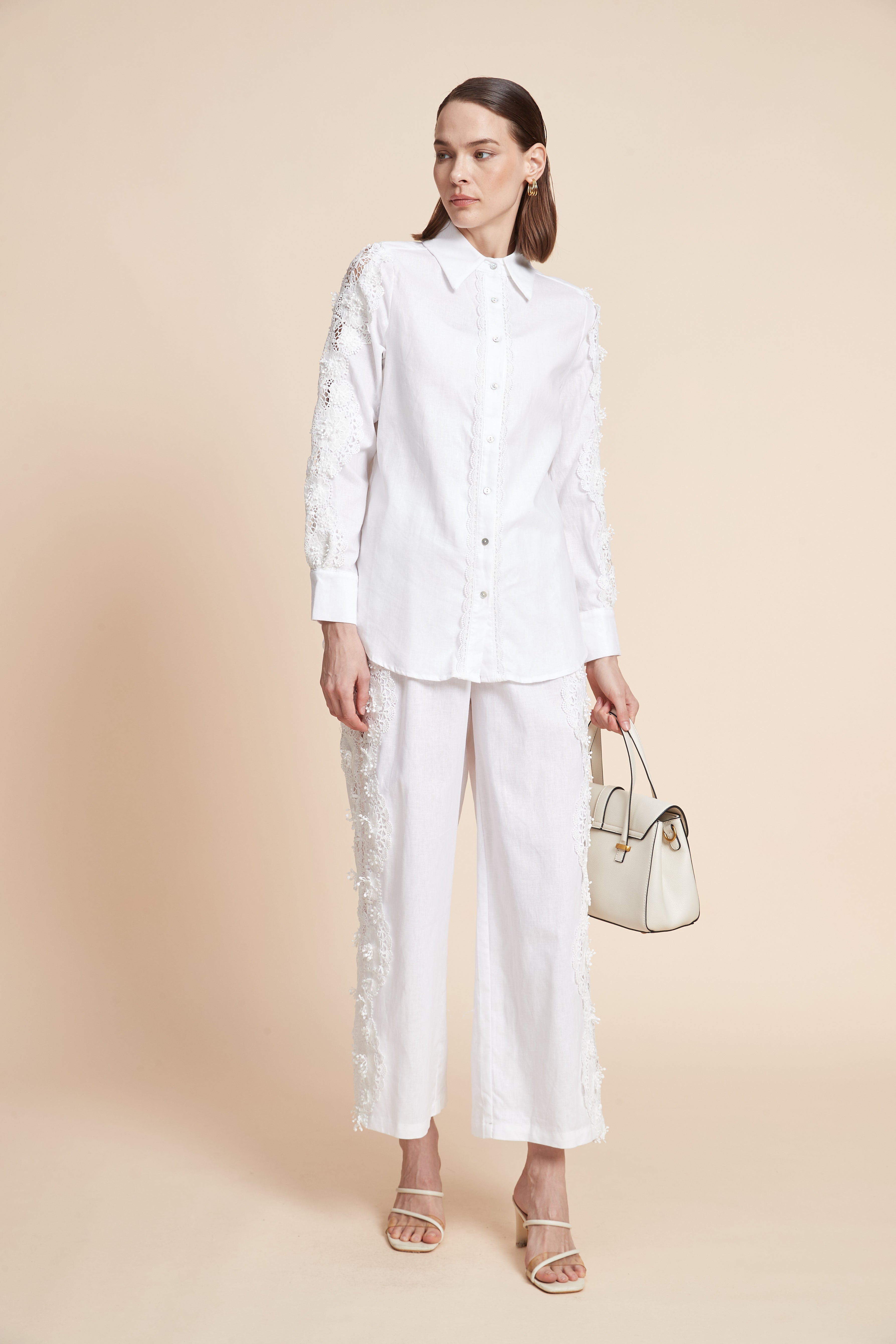 Plain Wide-Leg Trousers