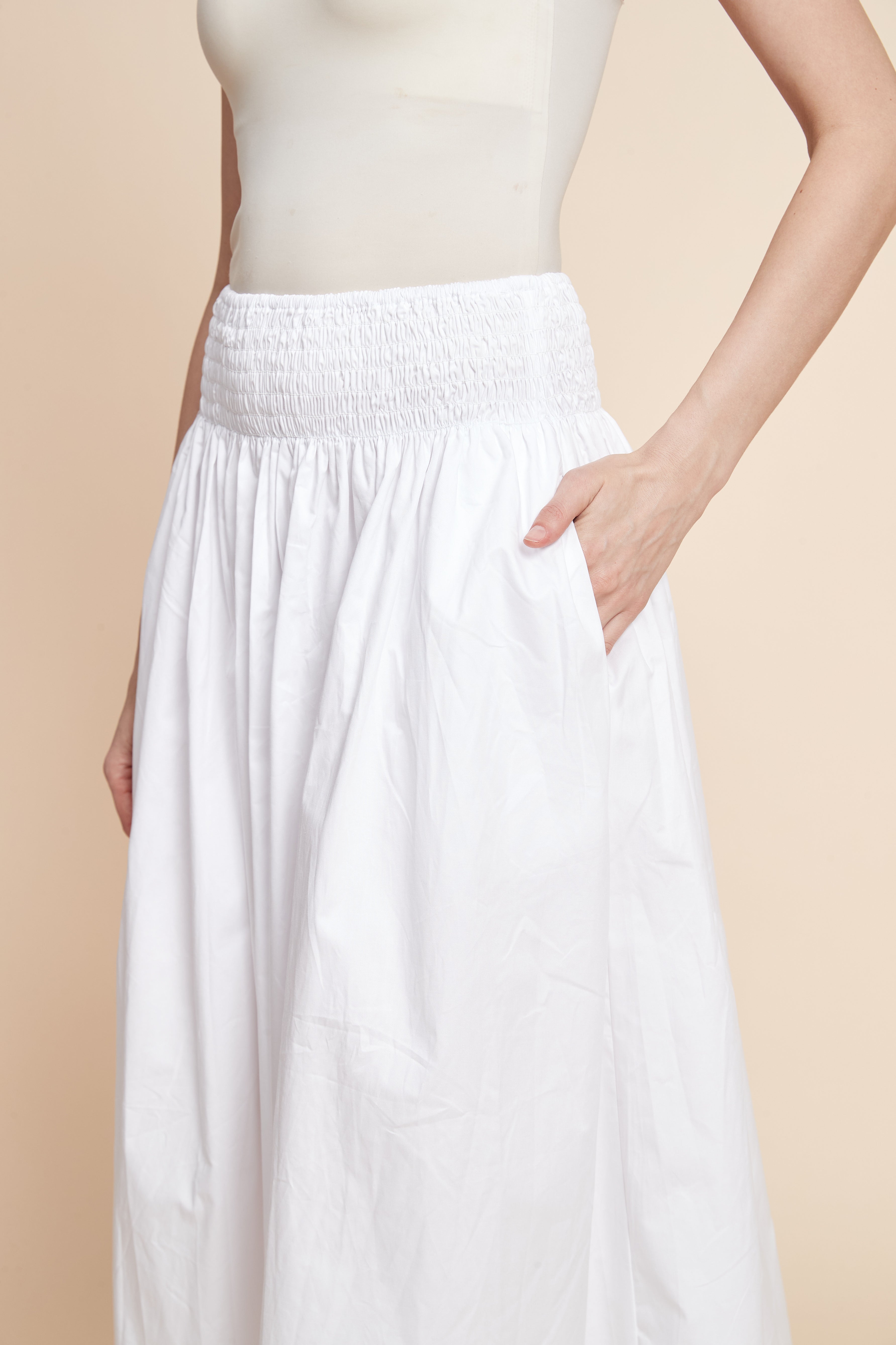 Pleated Plain Midi Skirt