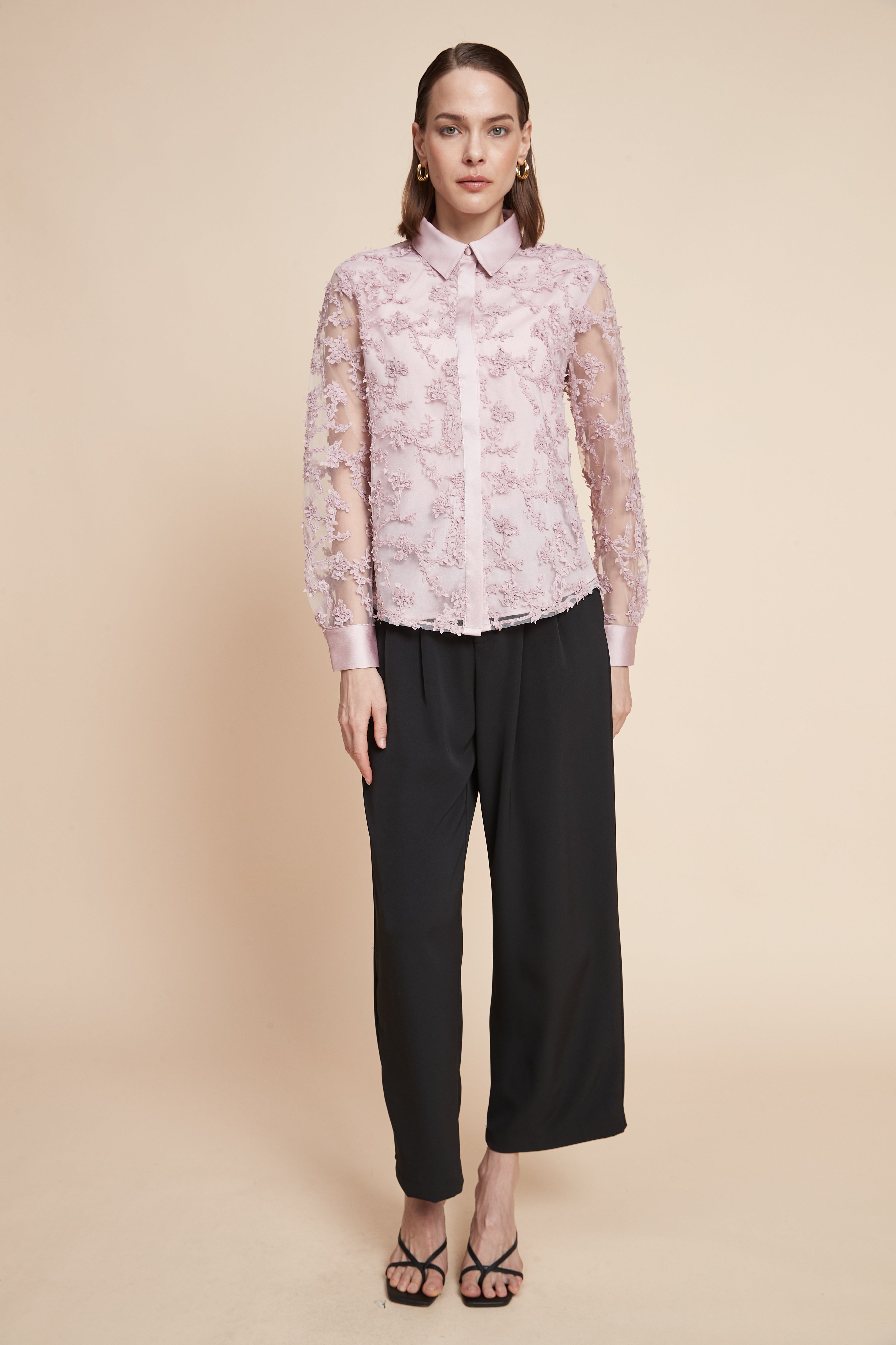 Embroidered Midi Shirt With Long Sleeves