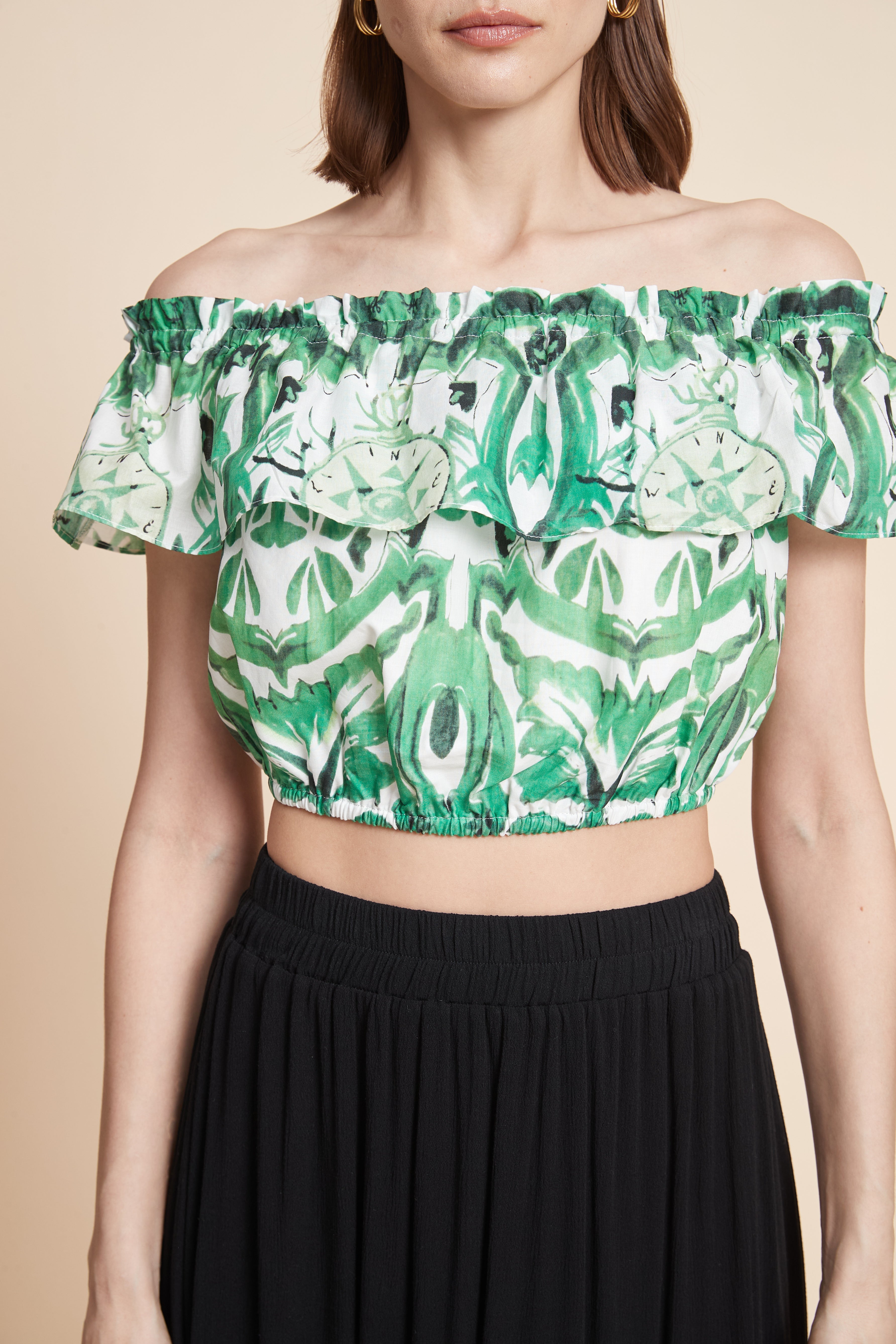Off-Shoulder Floral Crop Top
