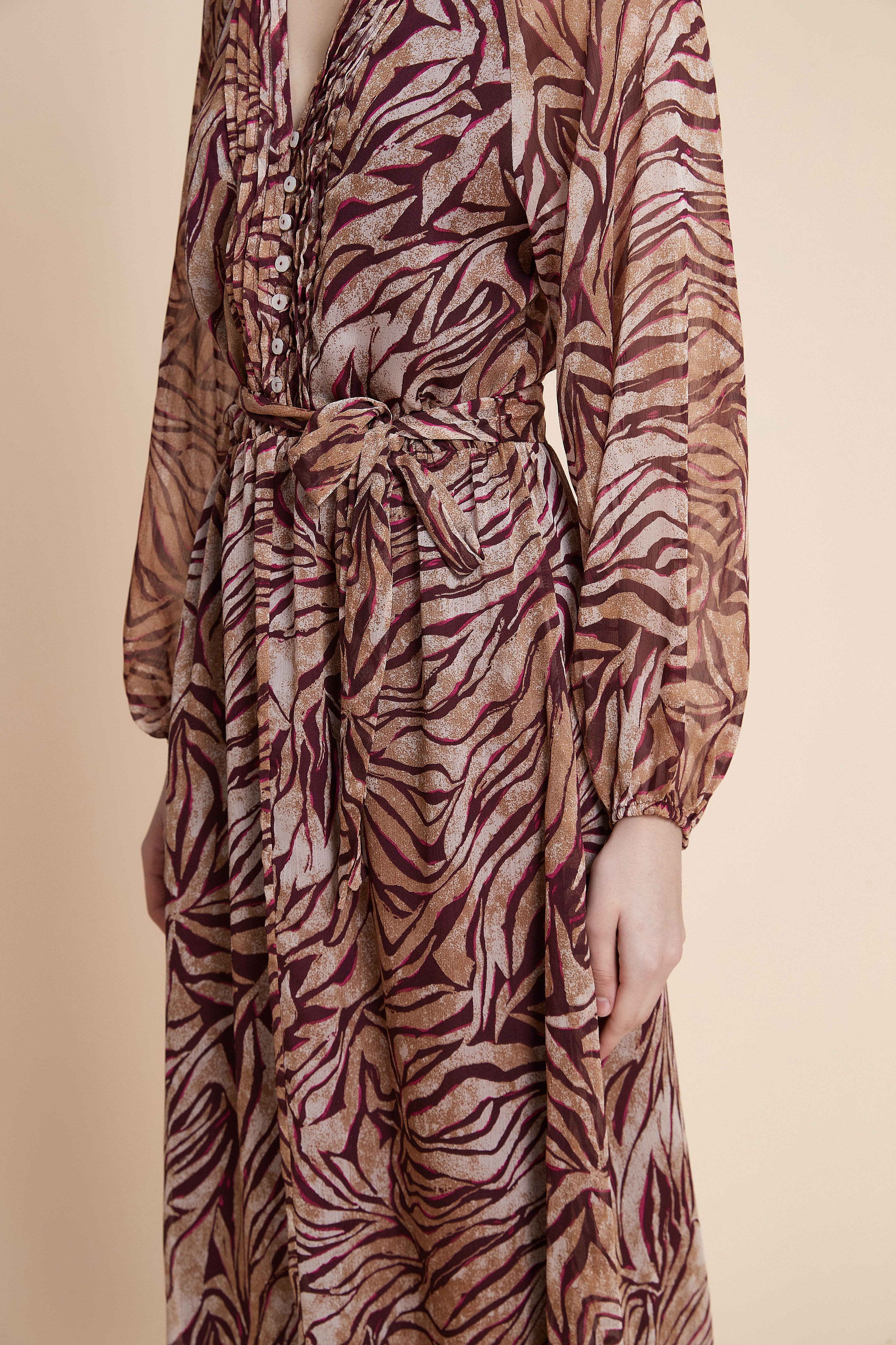 Long Sleeve Printed Midi Dress