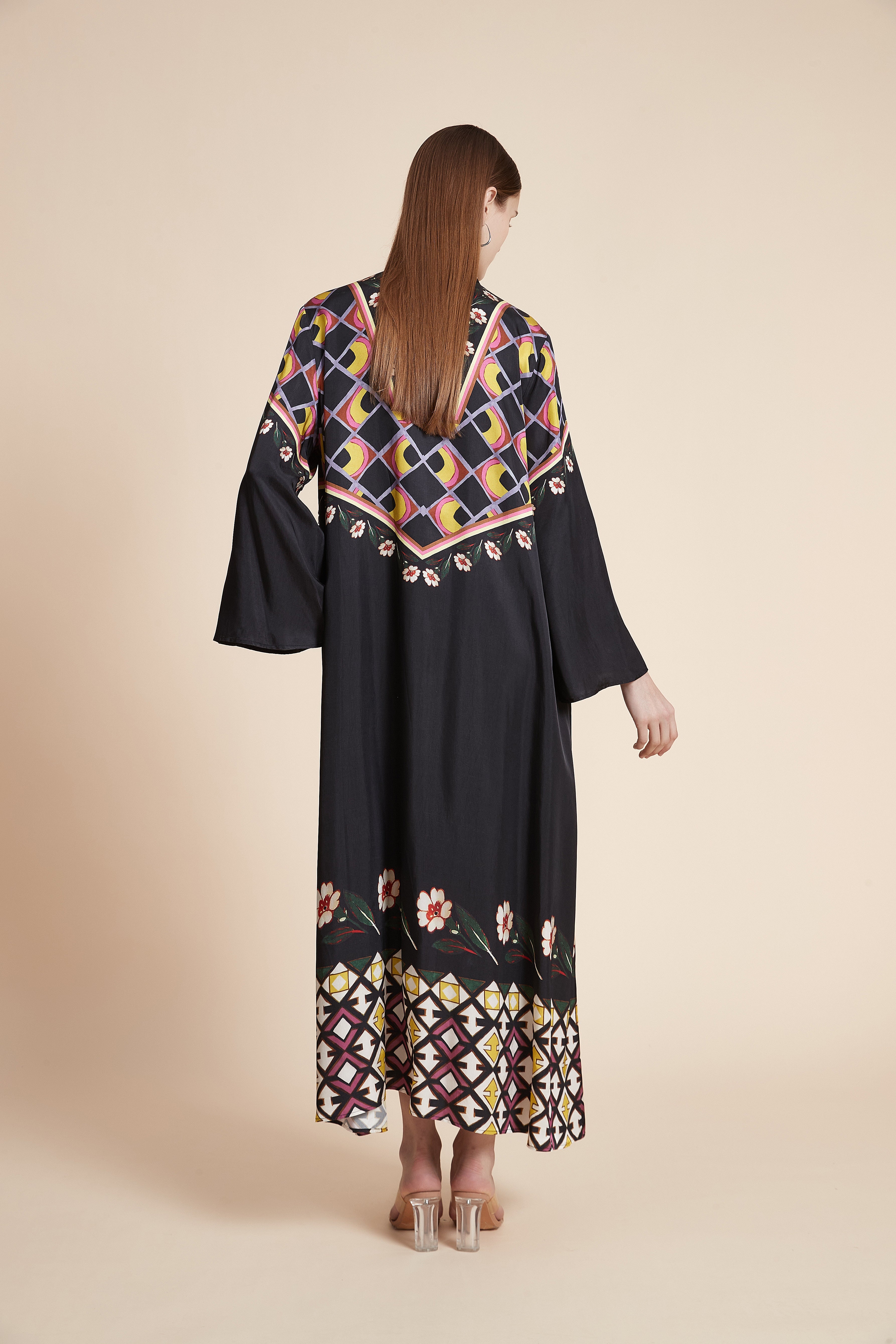 فستان ميدي نايت موزاييك ماكسي بربطة عند الرقبة