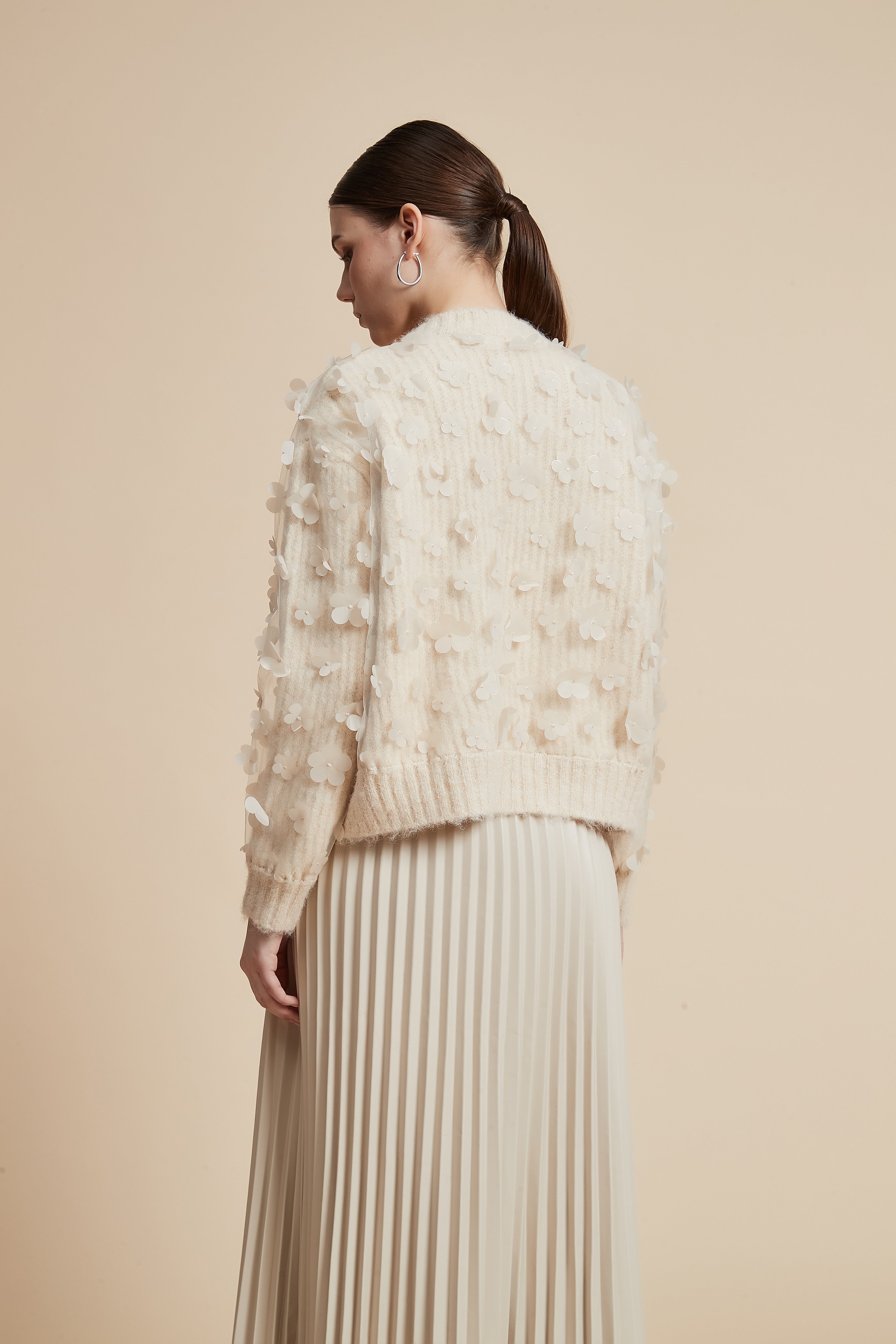 Long Sleeve Sweater with Floating Flowers