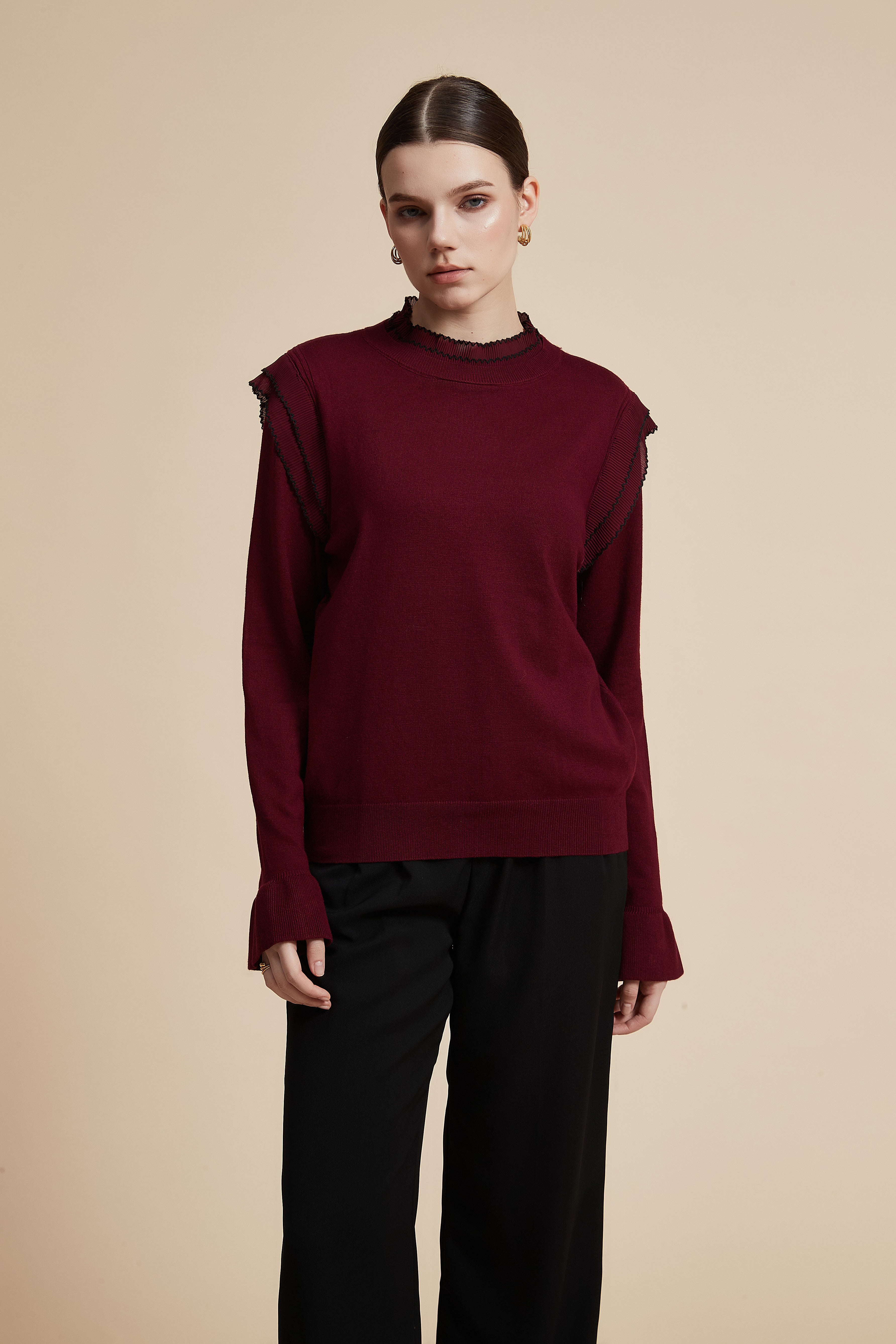 Solid Long Sleeve Cropped Sweater