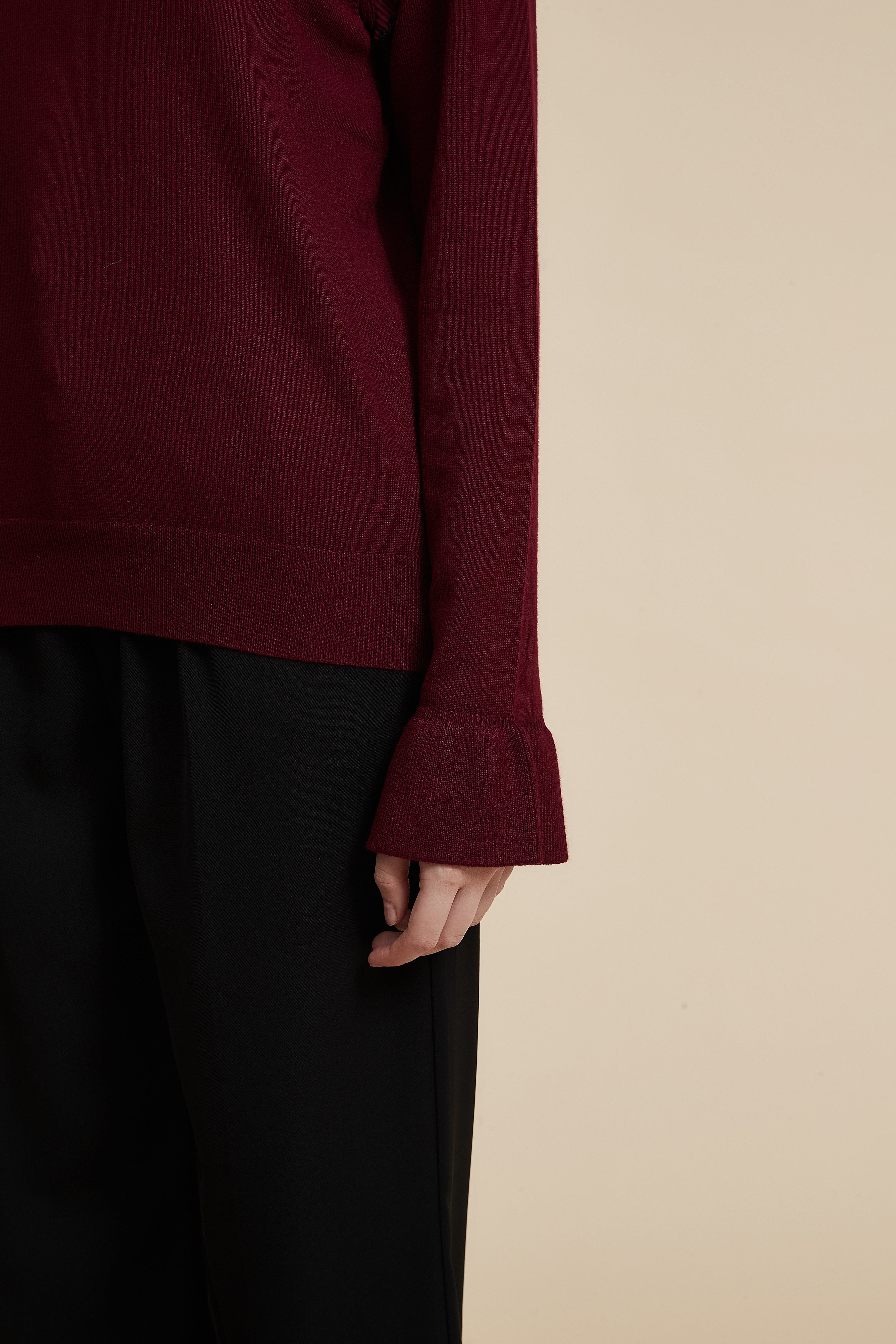 Solid Long Sleeve Cropped Sweater