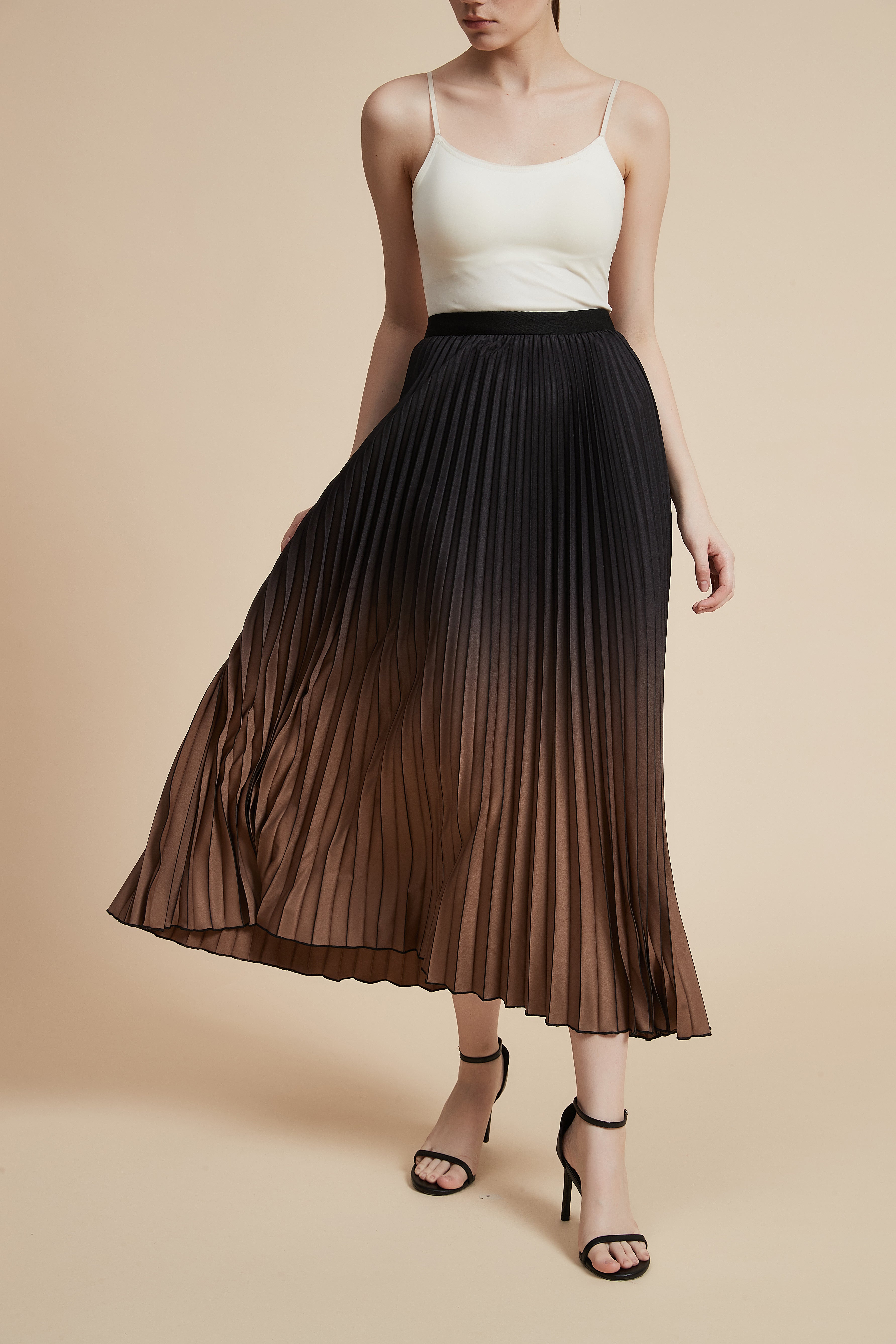 Colorful Pleated Midi Skirt
