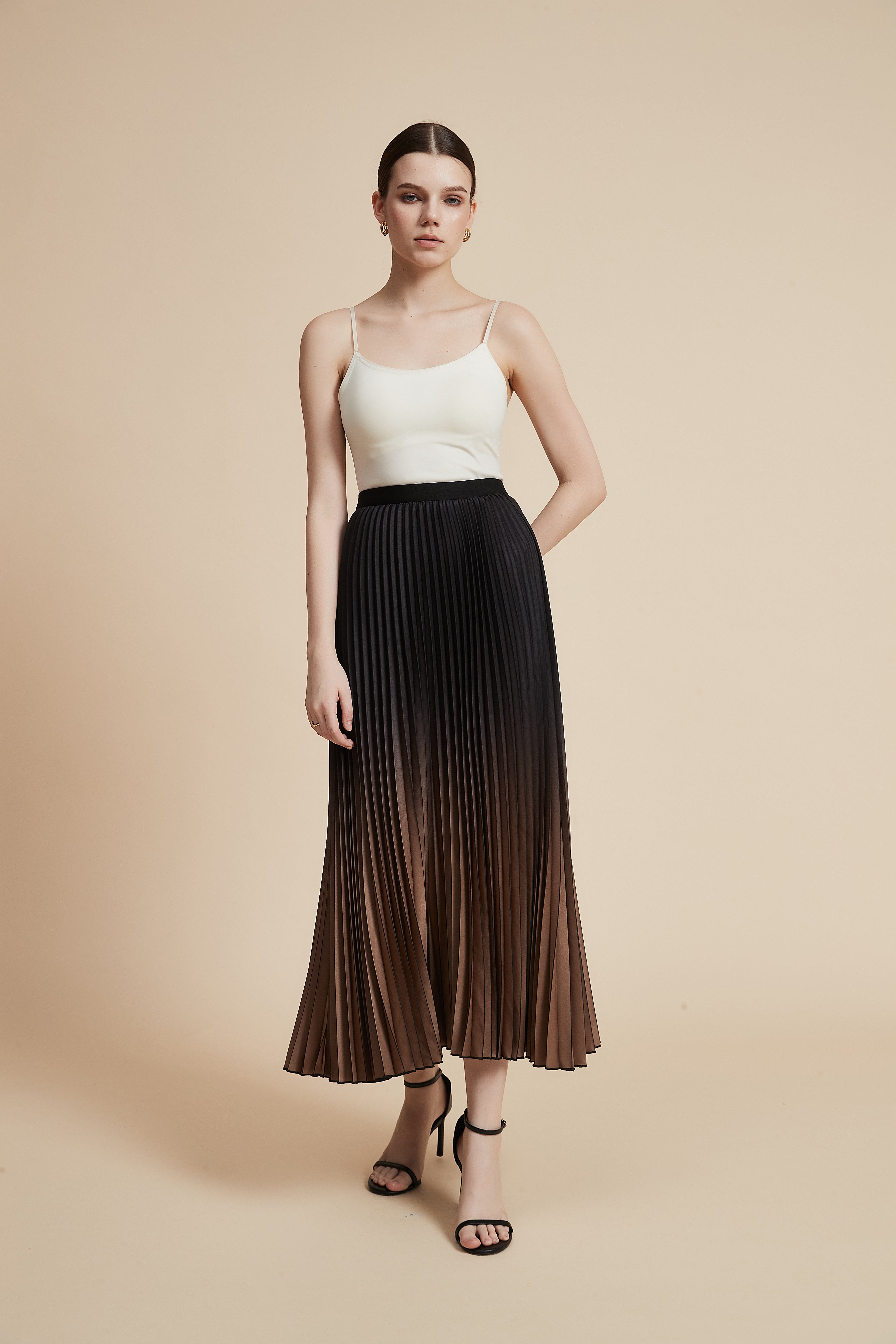 Colorful Pleated Midi Skirt