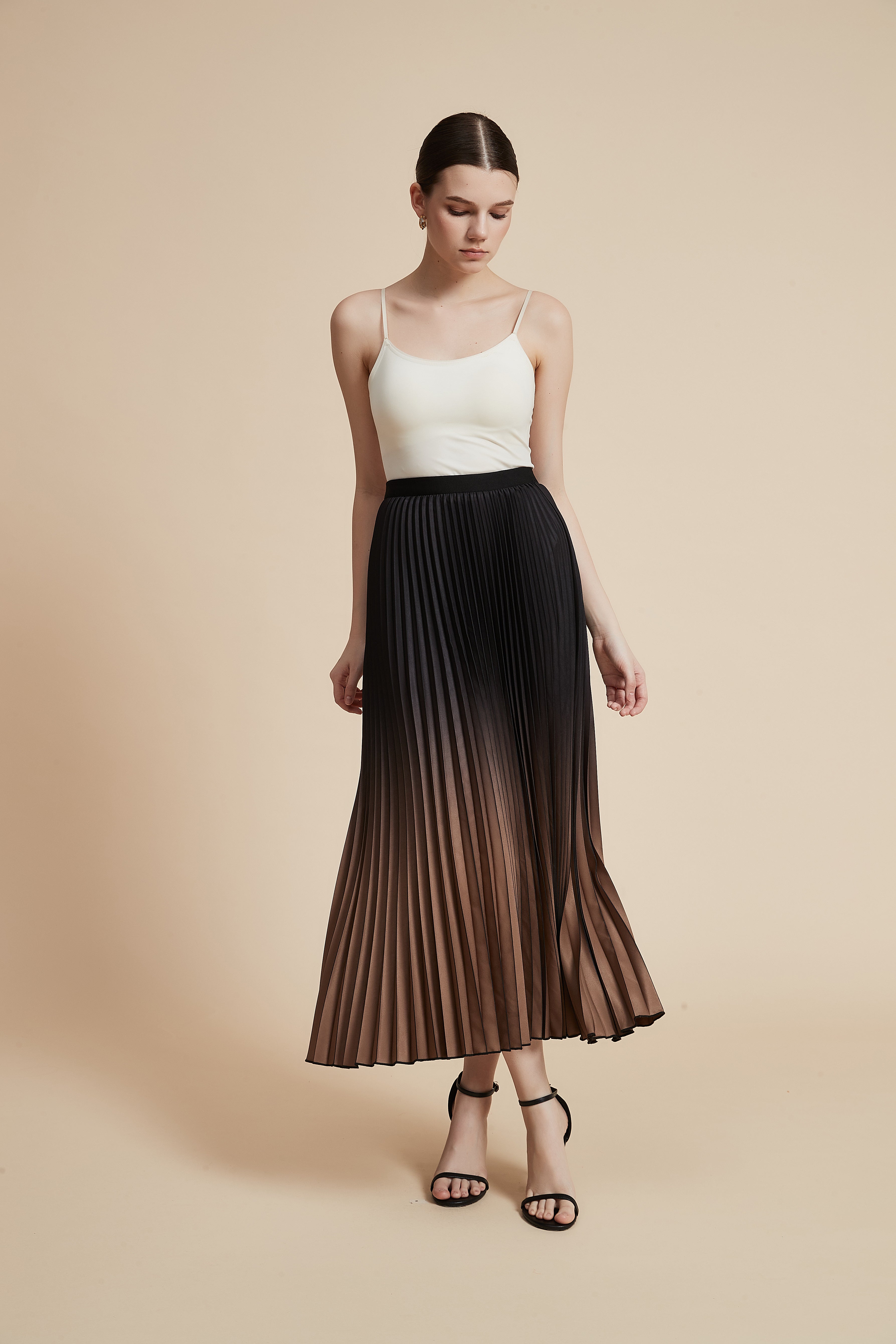 Colorful Pleated Midi Skirt