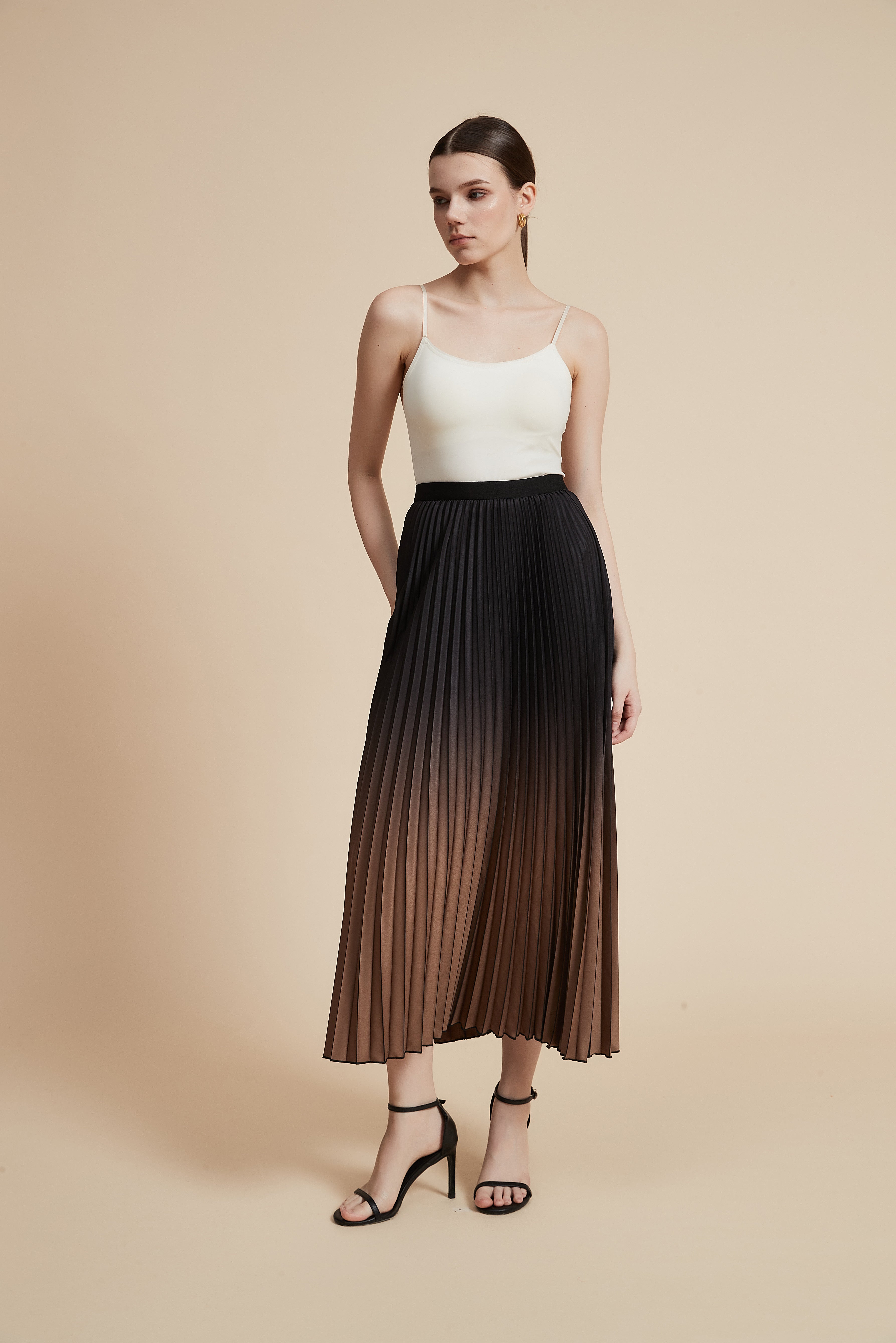 Colorful Pleated Midi Skirt