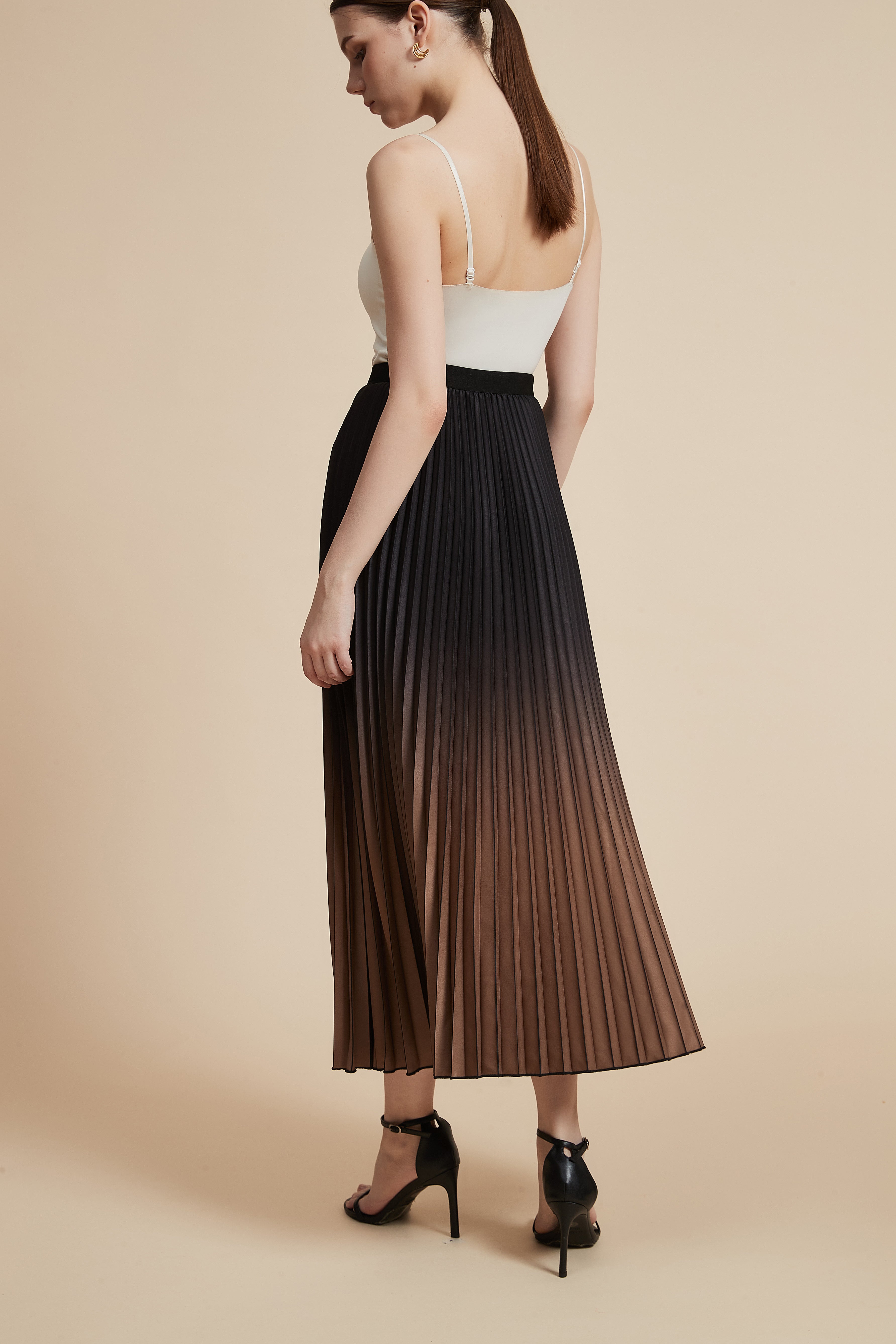 Colorful Pleated Midi Skirt