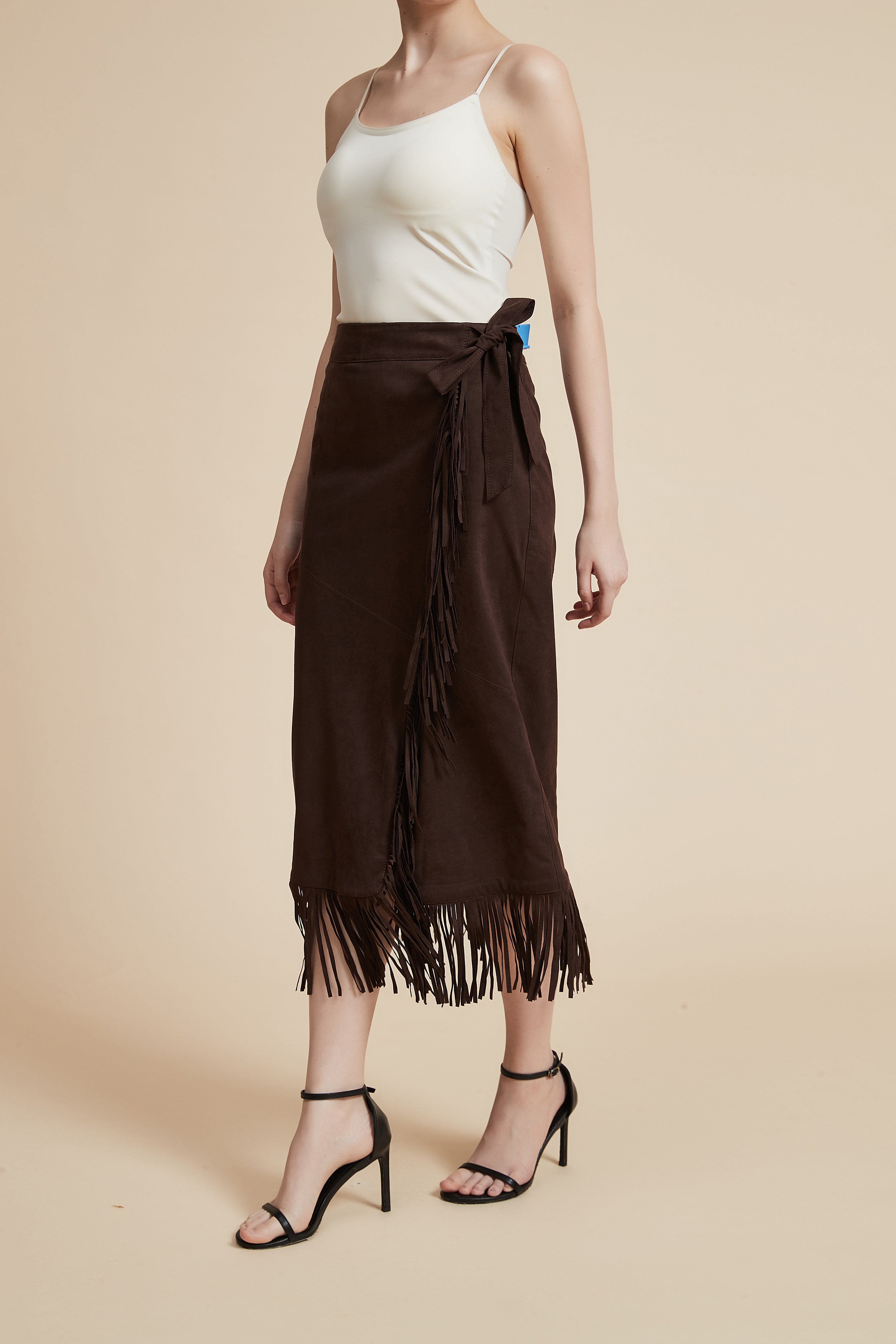Solid Midi Skirt with Side Bow