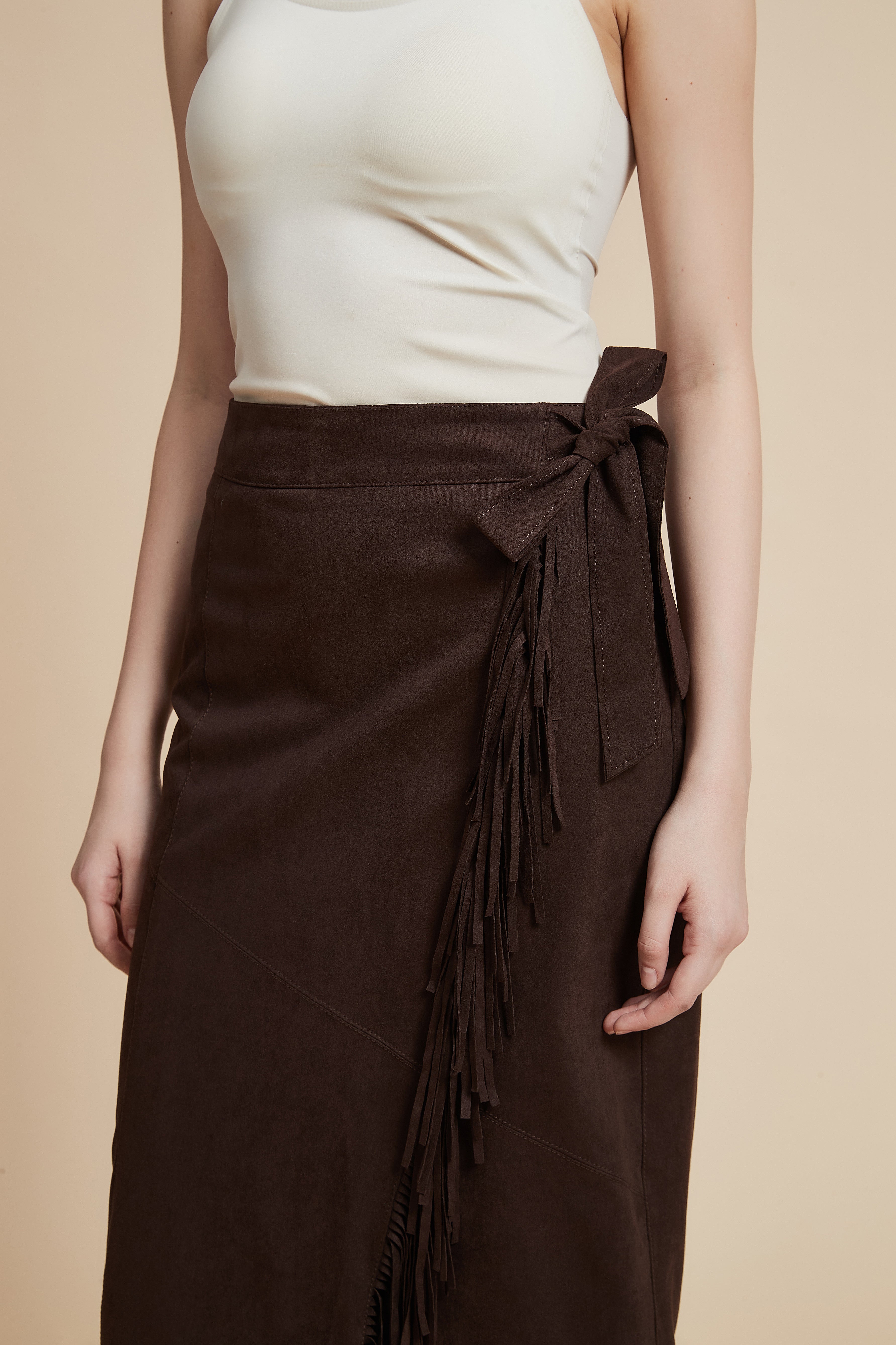 Solid Midi Skirt with Side Bow