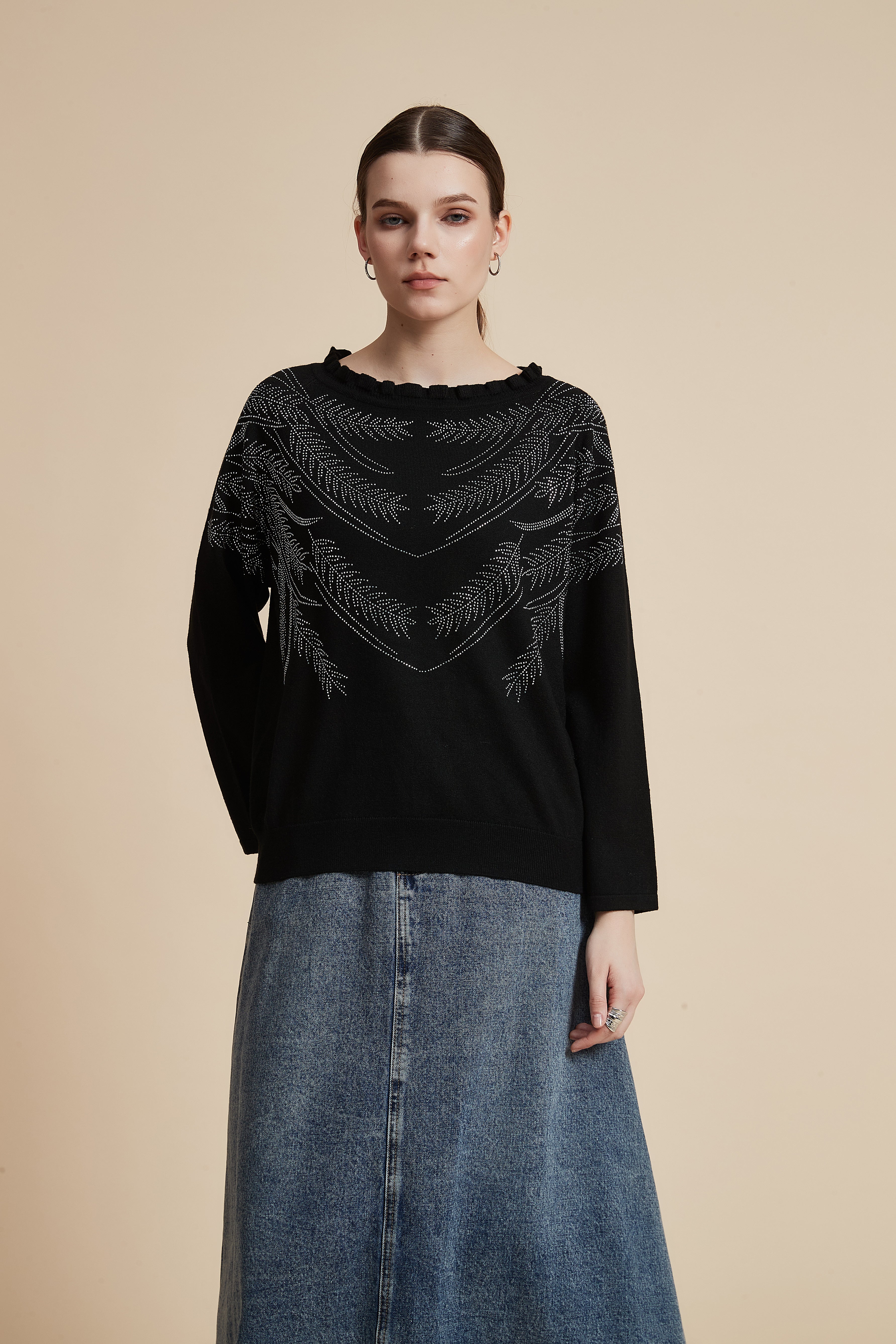 Long Sleeve Embellished Sweater