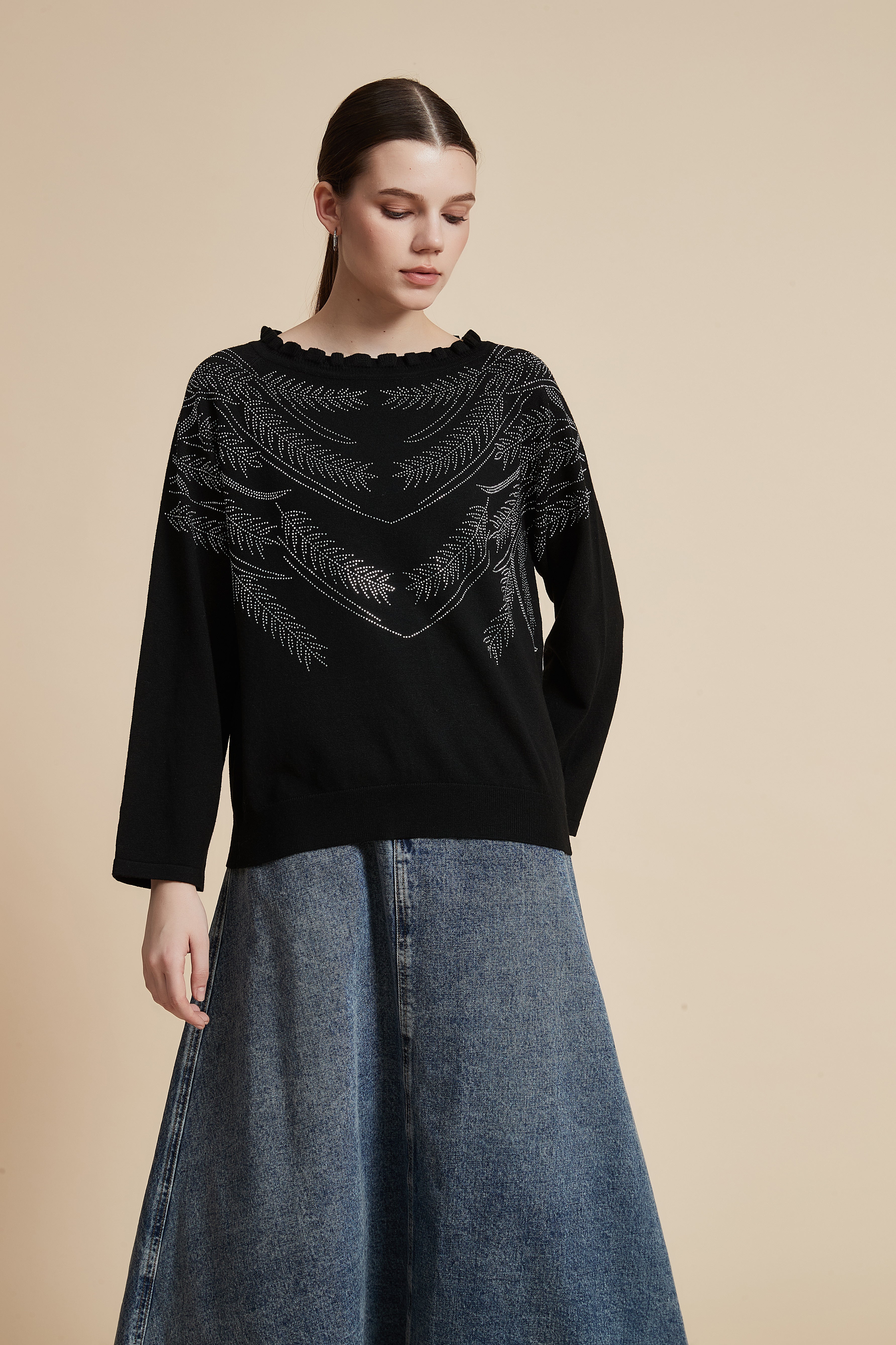 Long Sleeve Embellished Sweater