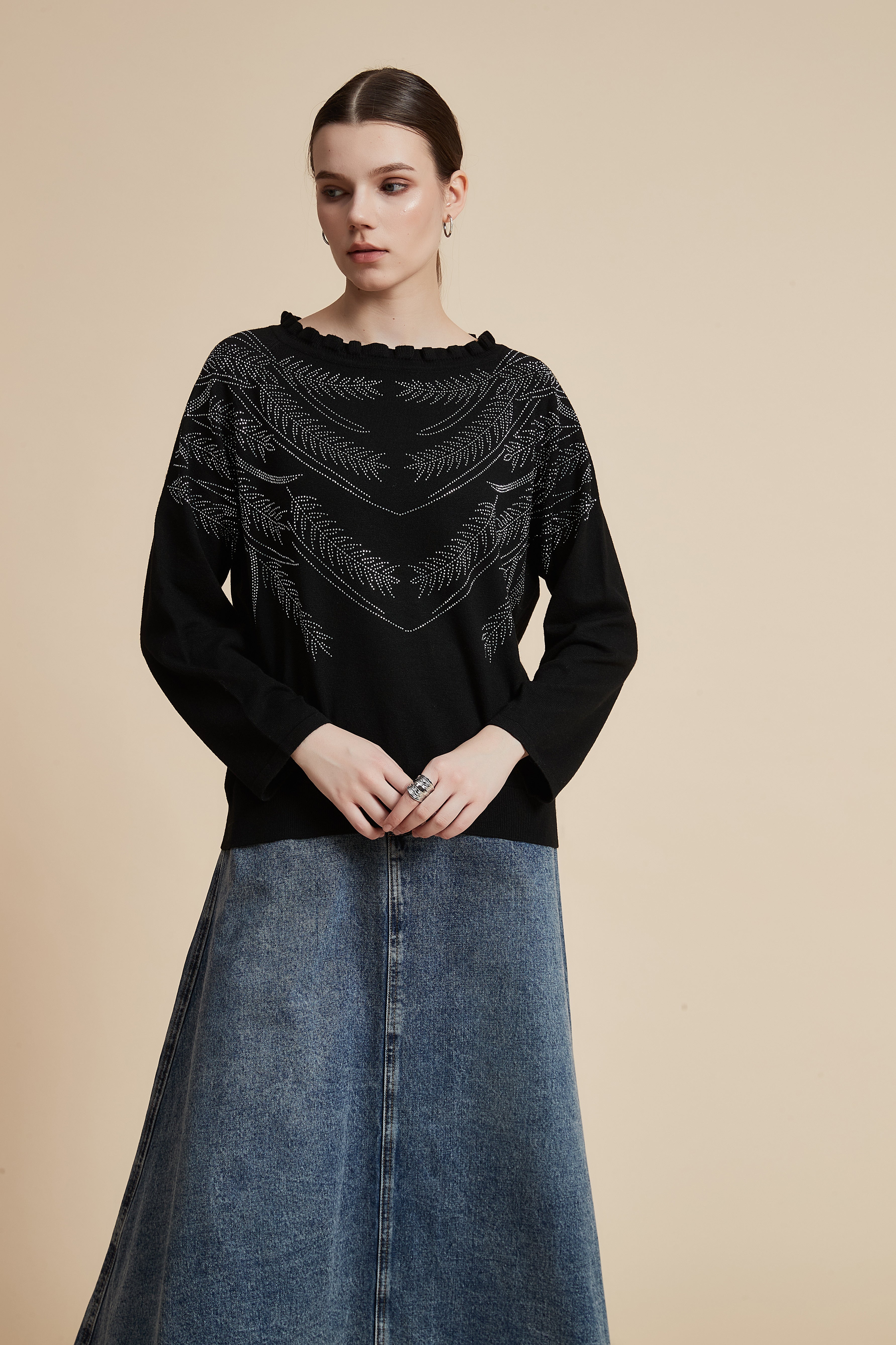 Long Sleeve Embellished Sweater