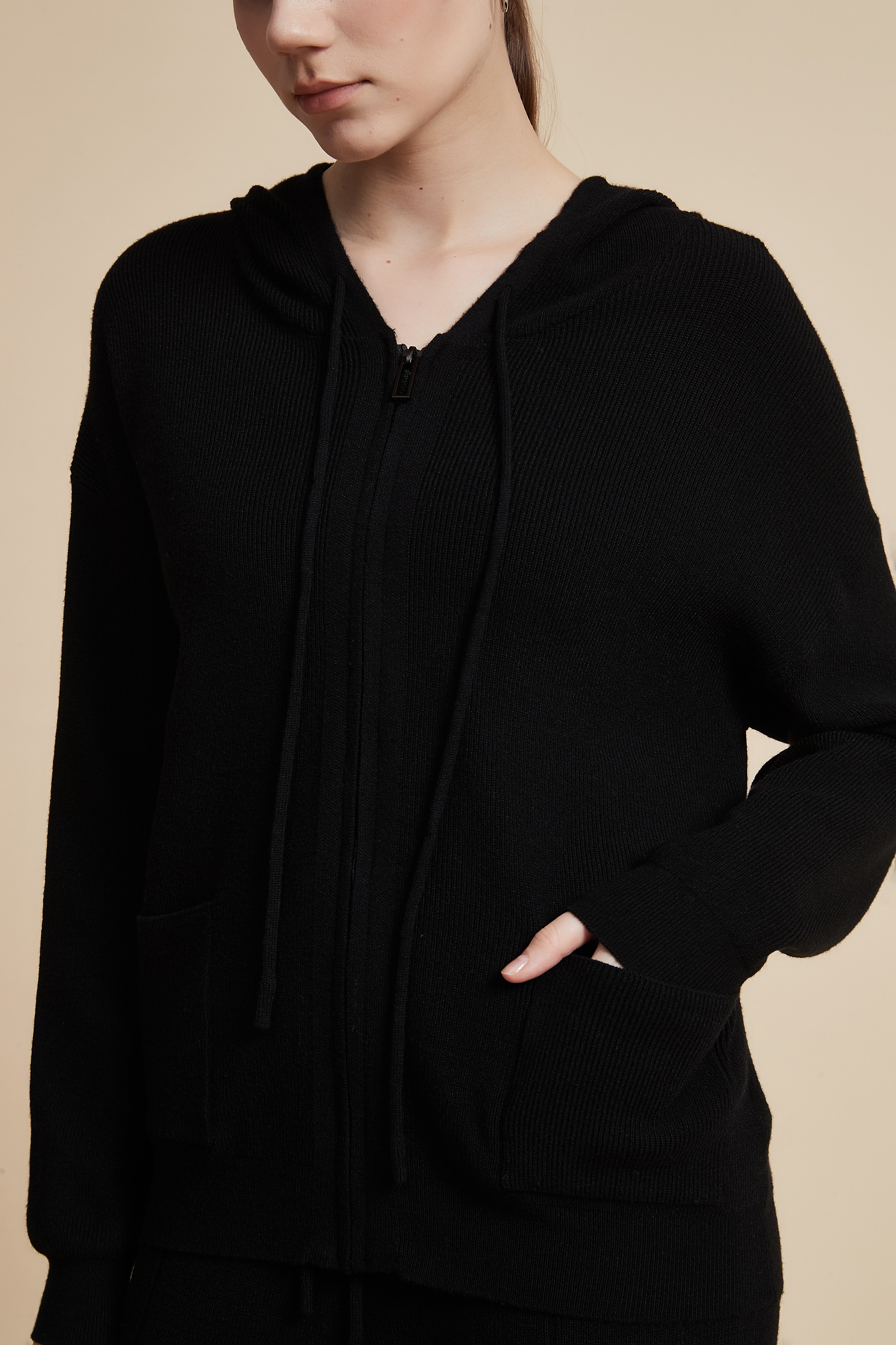 Solid Long Sleeve Zip Jacket