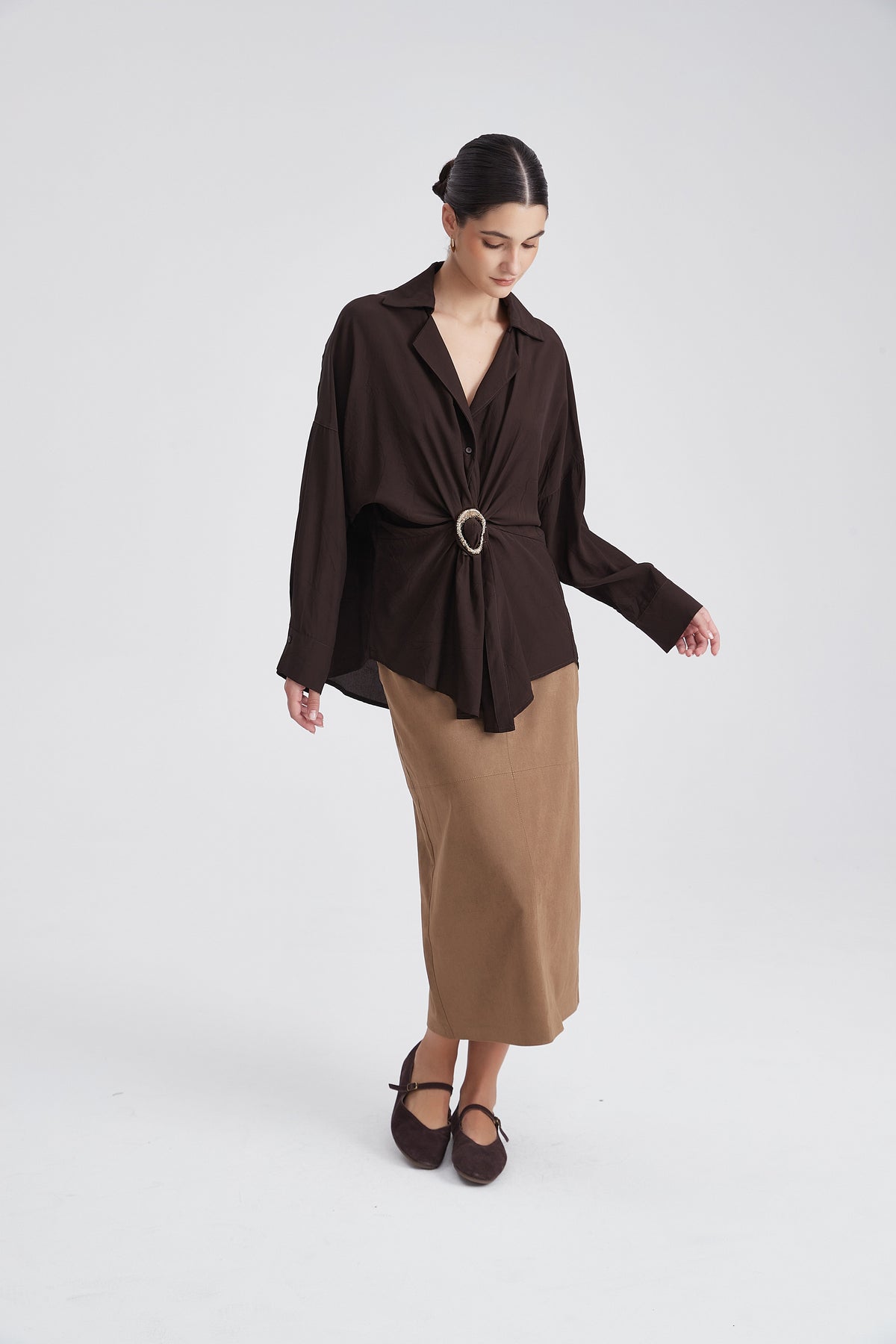 Waist-Length Long-Sleeve Blouse
