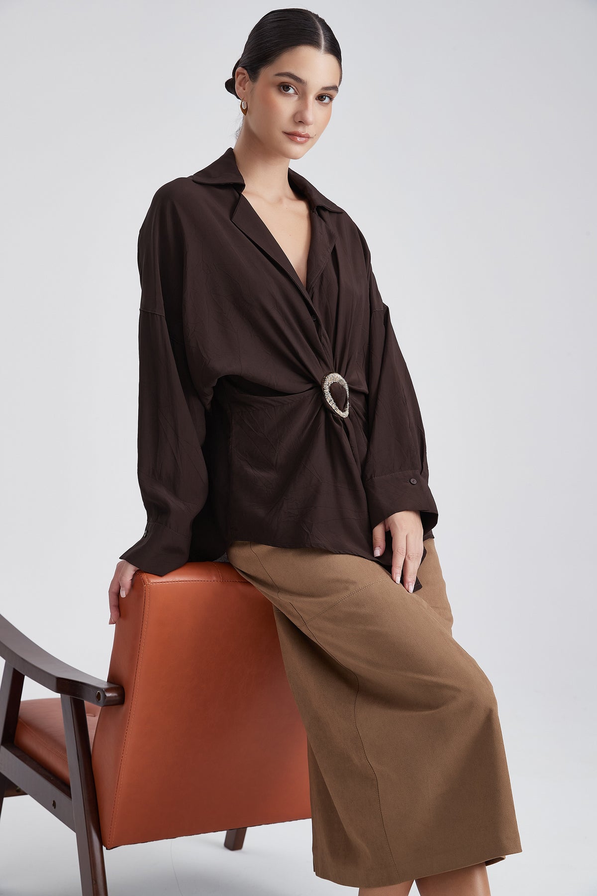 Waist-Length Long-Sleeve Blouse