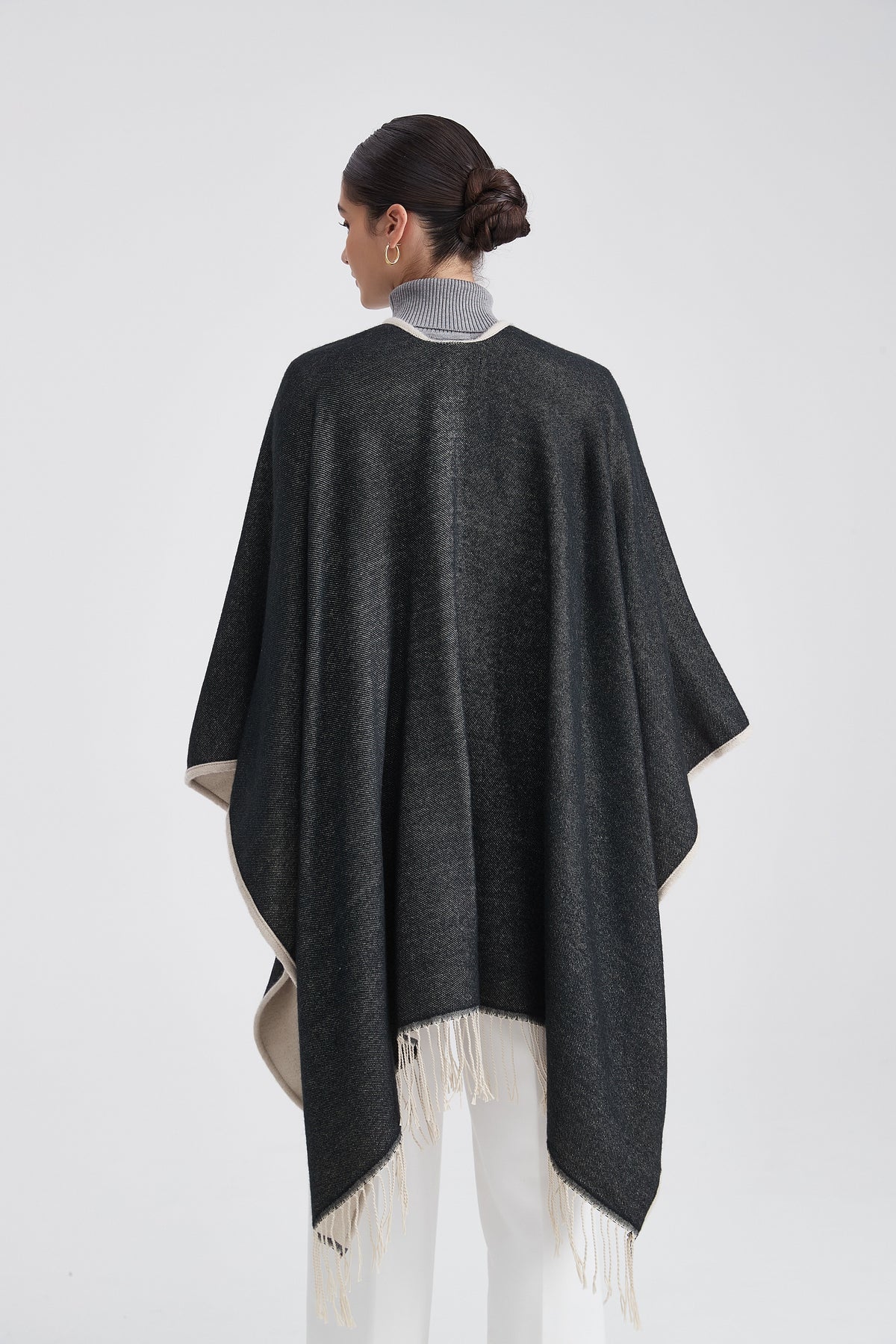 Long Poncho with Fringes