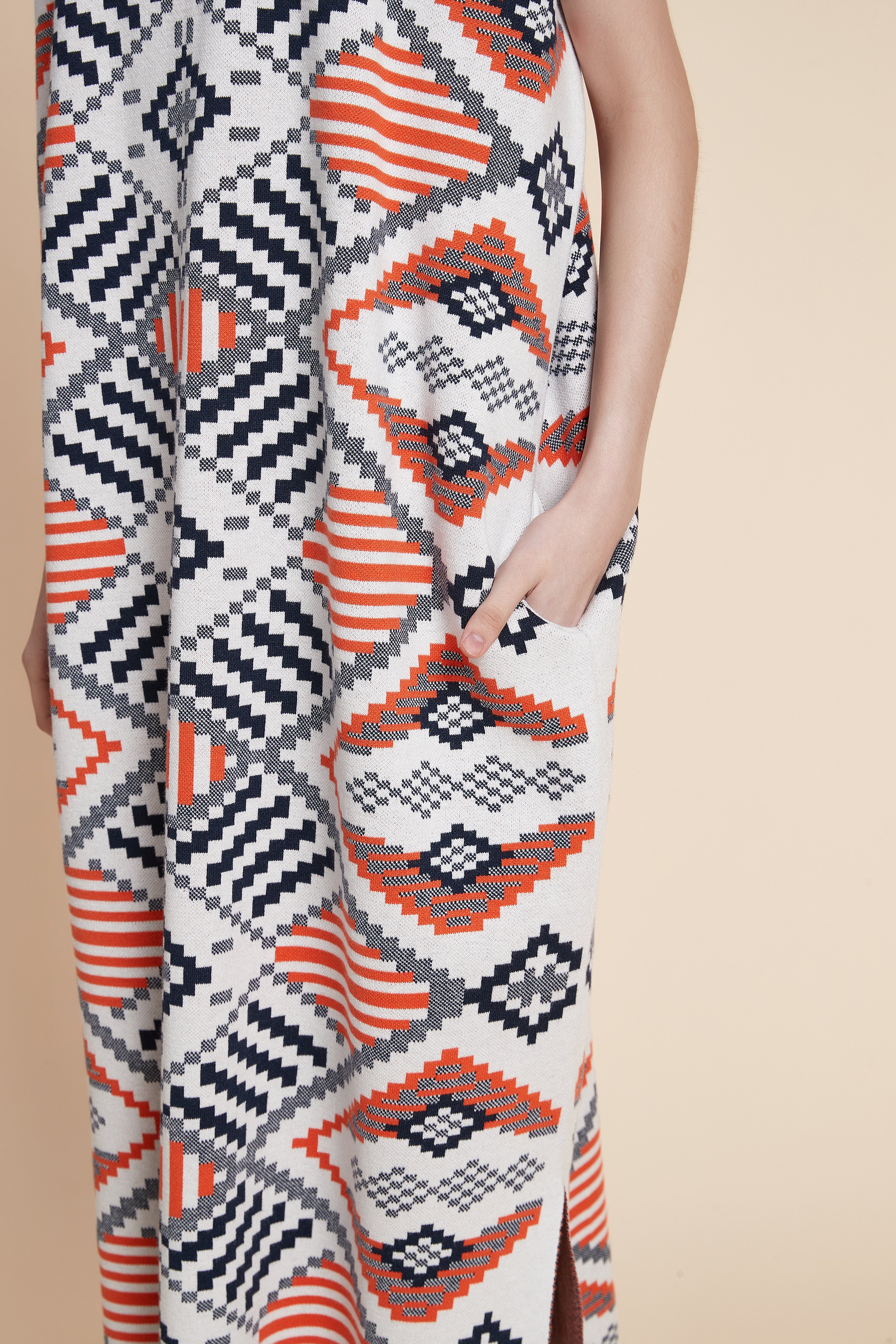 Najd Geo Tassel Knit Kaftan Dress