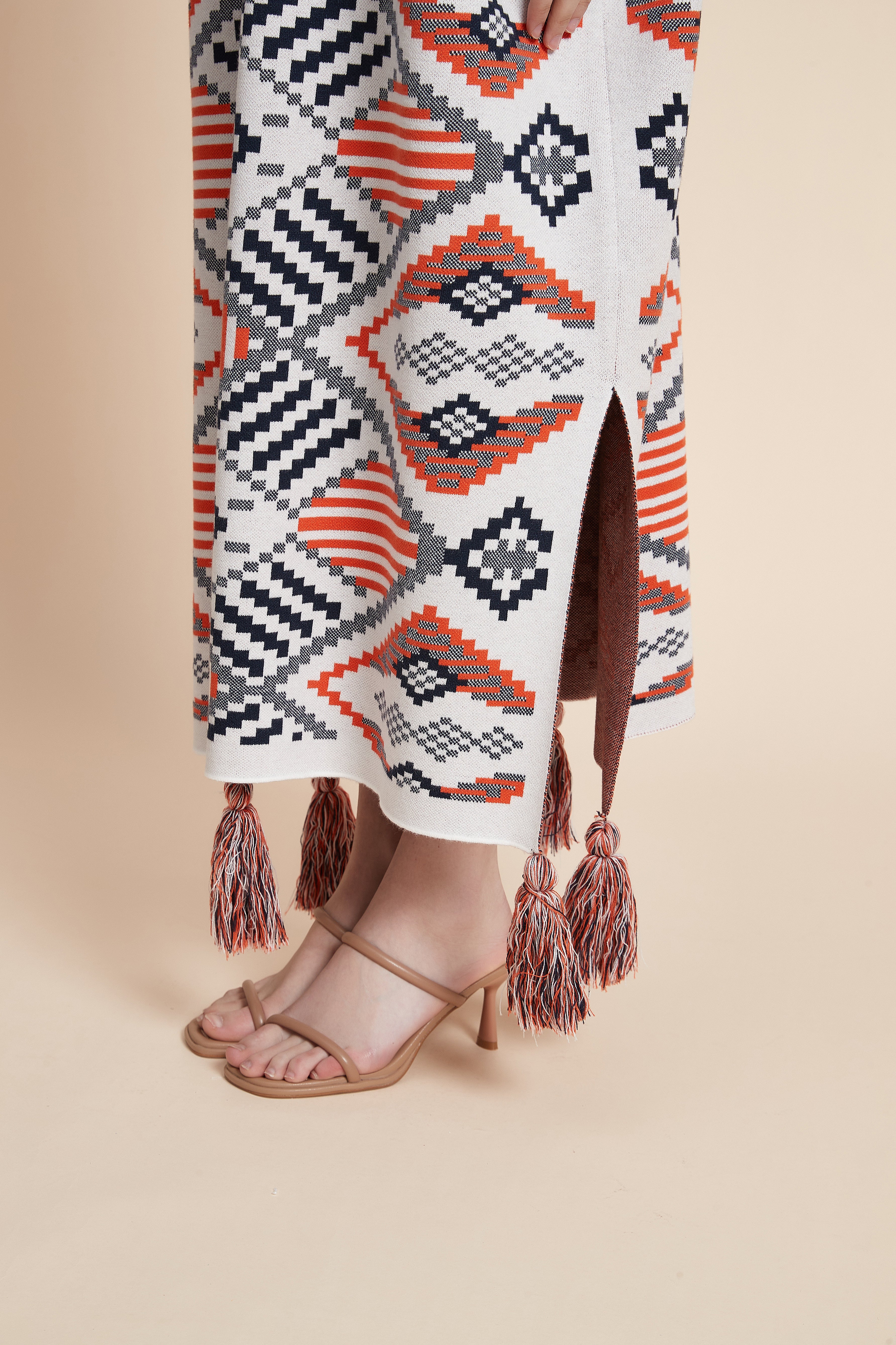 Najd Geo Tassel Knit Kaftan Dress