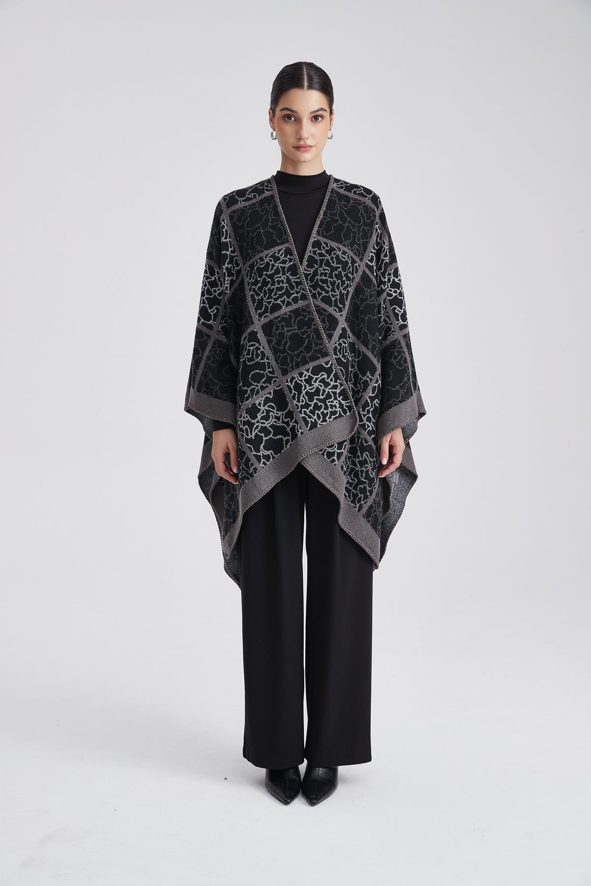 Poncho with Large Checks