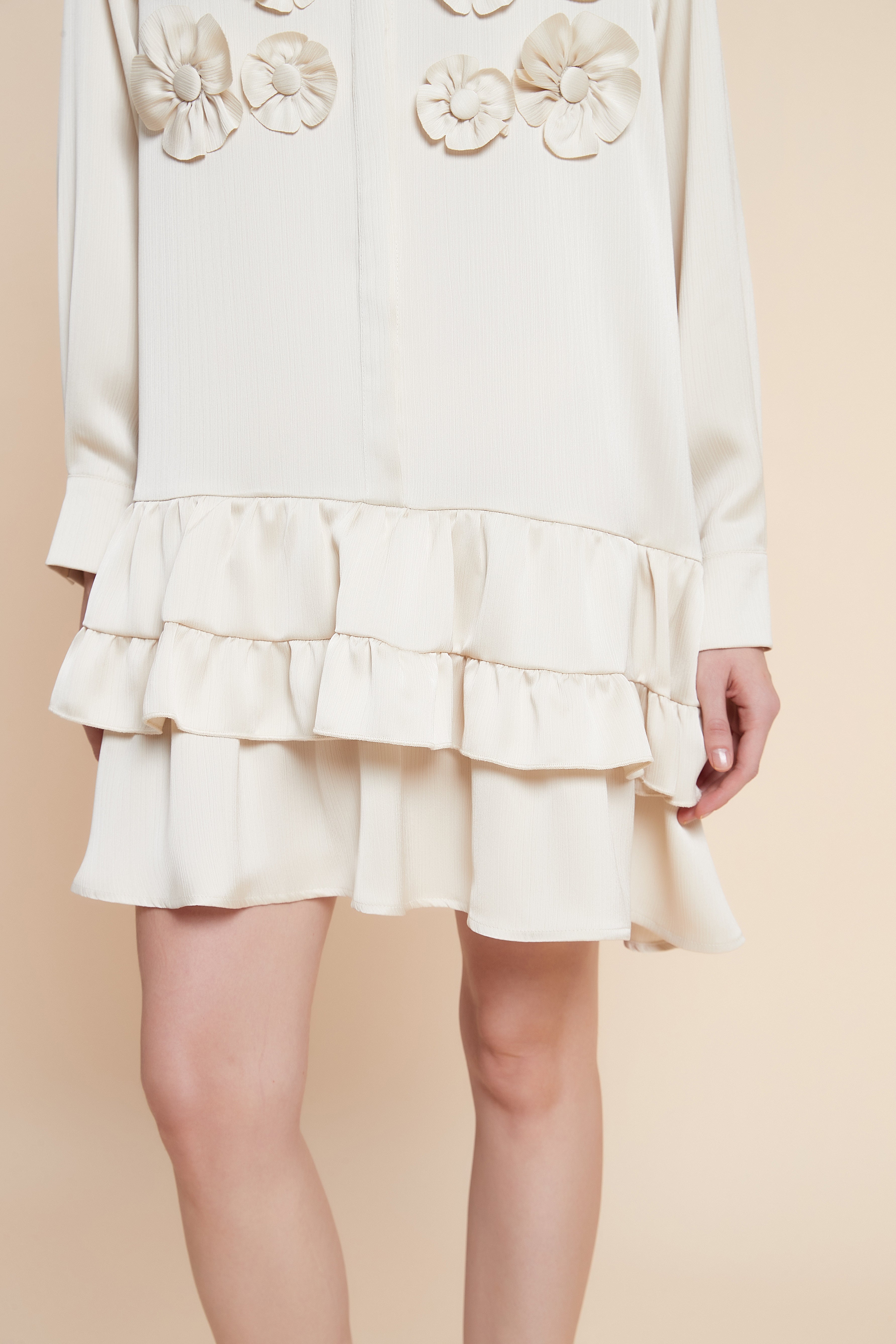 فستان قصير كم طويل مكشكش