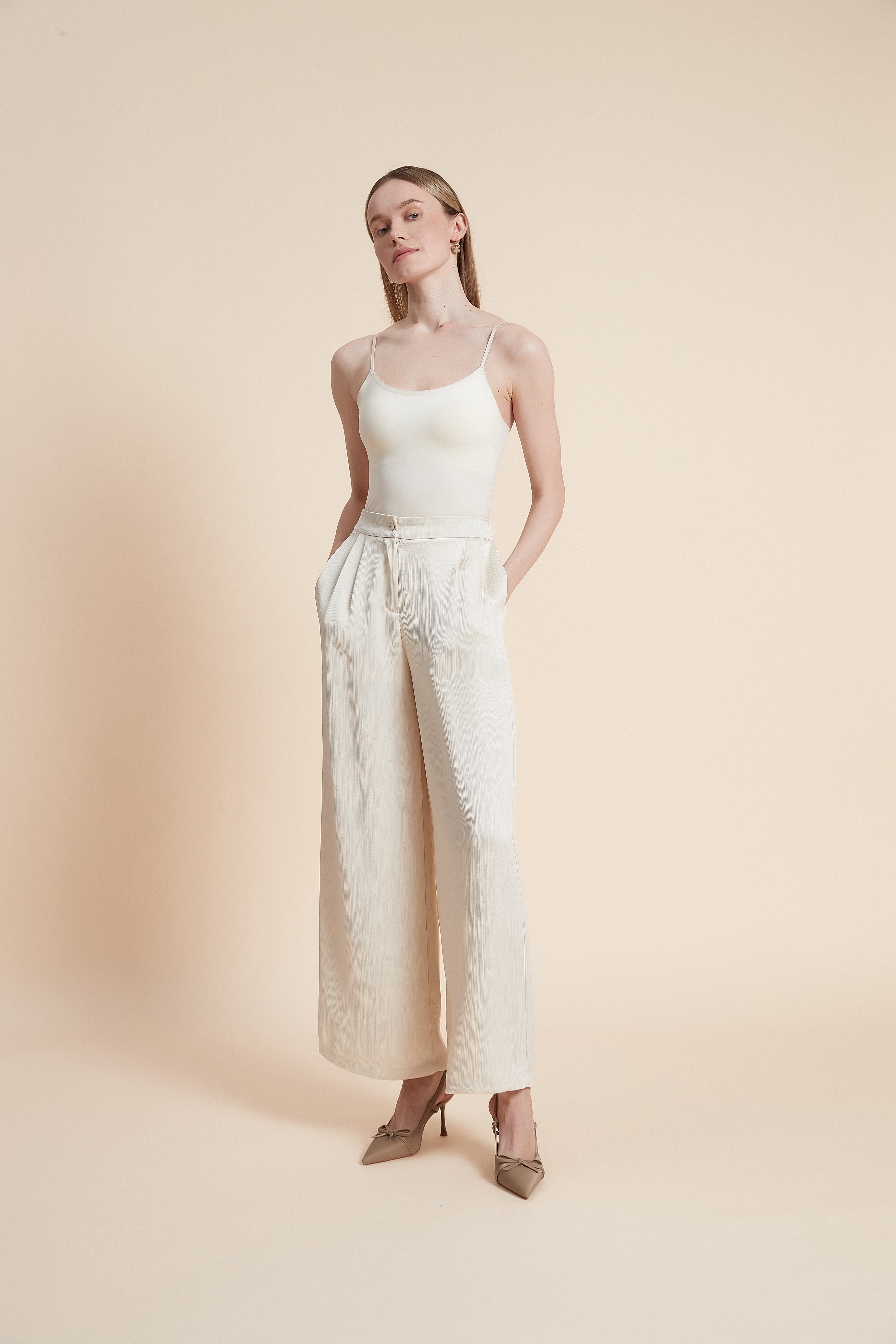 بنطلون وايد ليج طويل